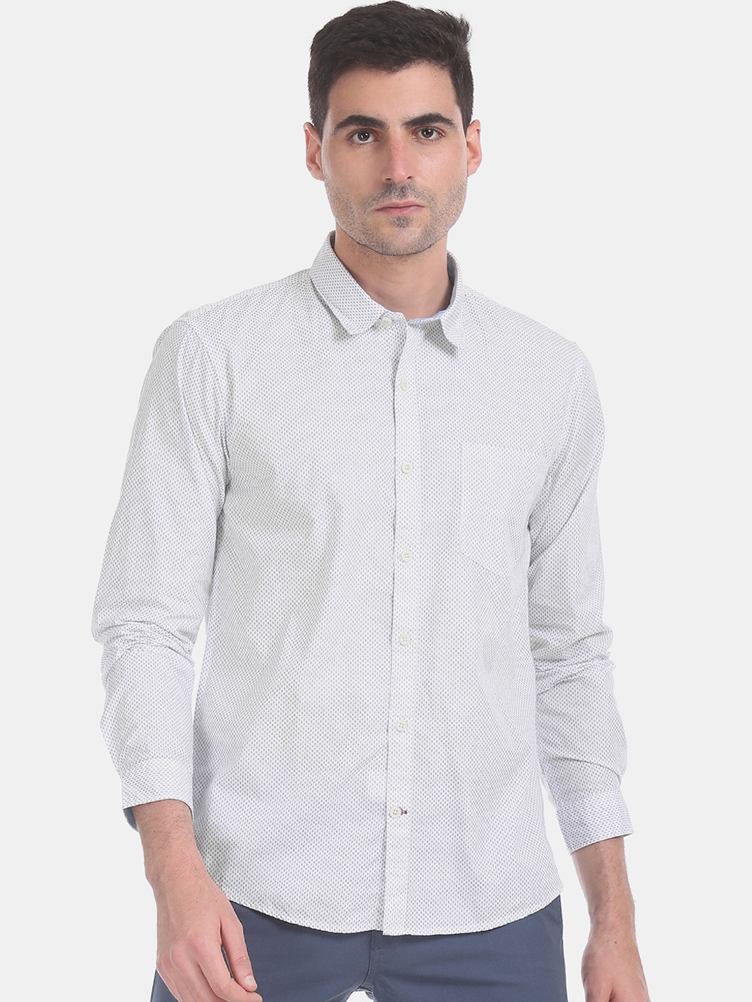 

Ruggers Men White & Grey Regular Fit Printed Casual Shirt