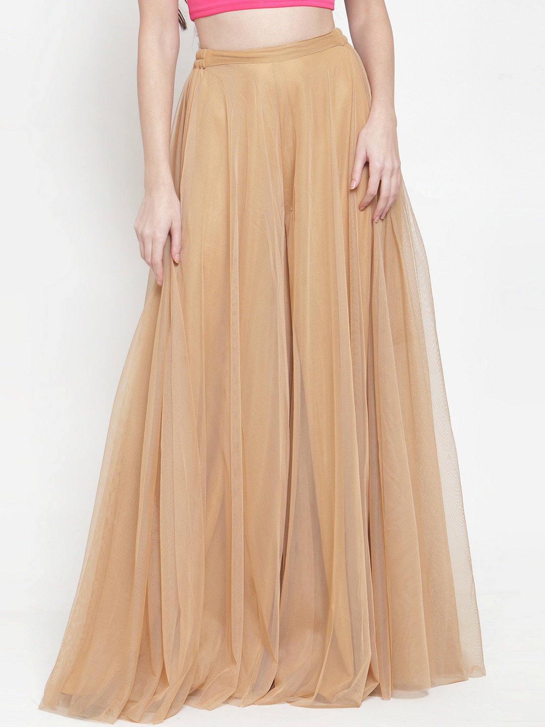 

Just Wow Women Beige Solid Flared Palazzos