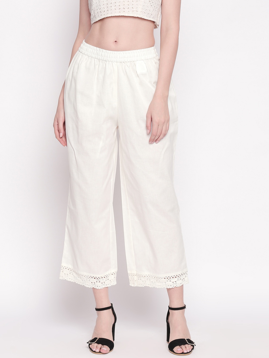

RANGMANCH BY PANTALOONS Women White Regular Fit Solid Culottes