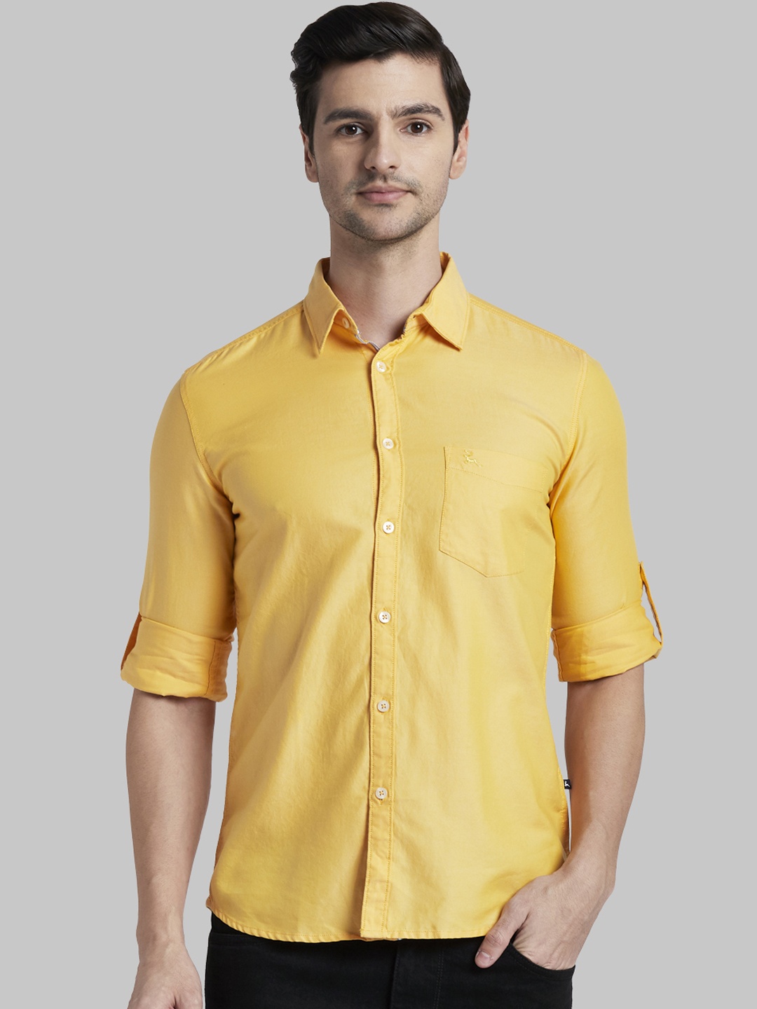 

Parx Men Yellow Slim Fit Solid Casual Shirt