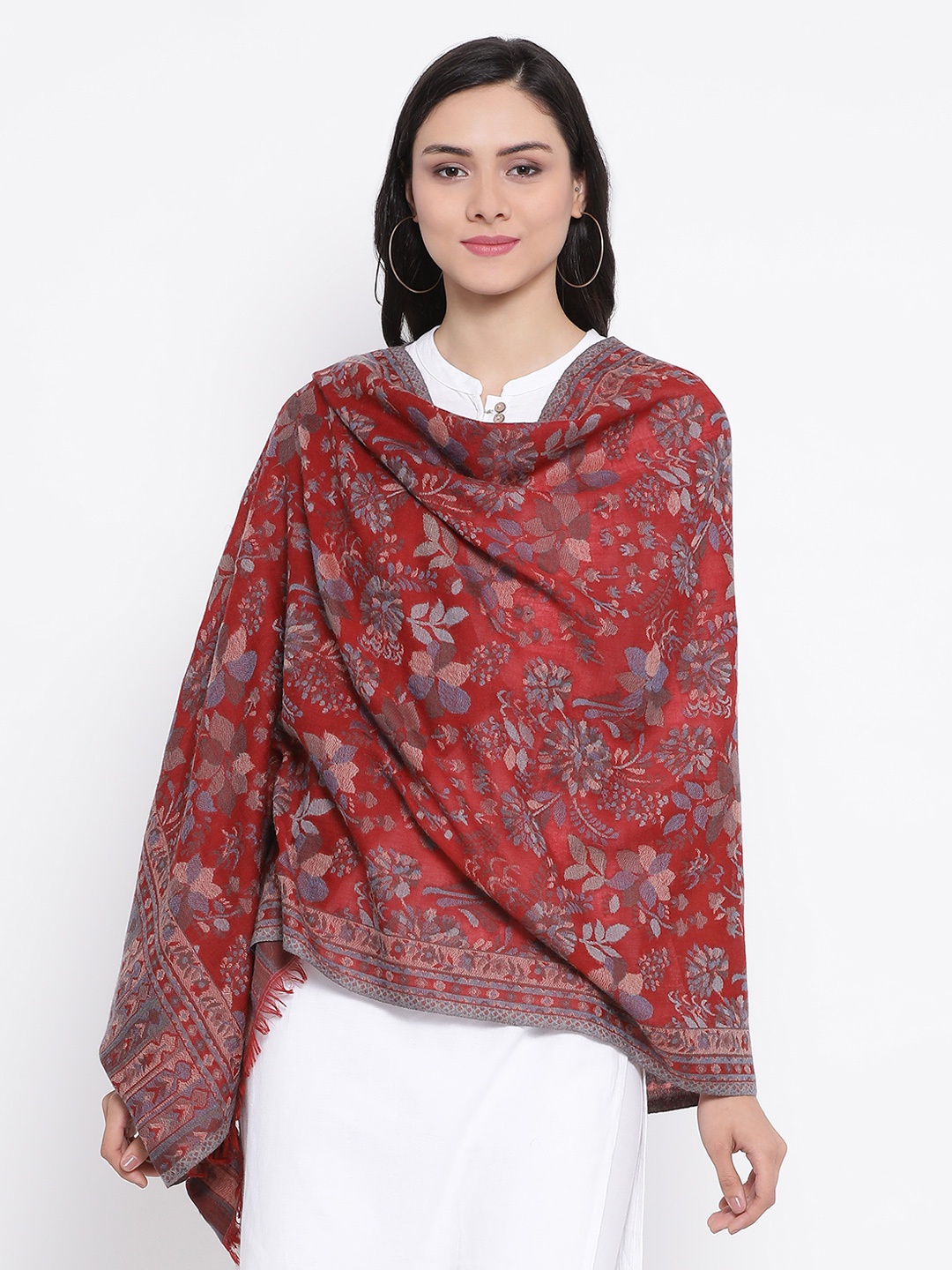 

SHINGORA Women Maroon Woven Design Stole