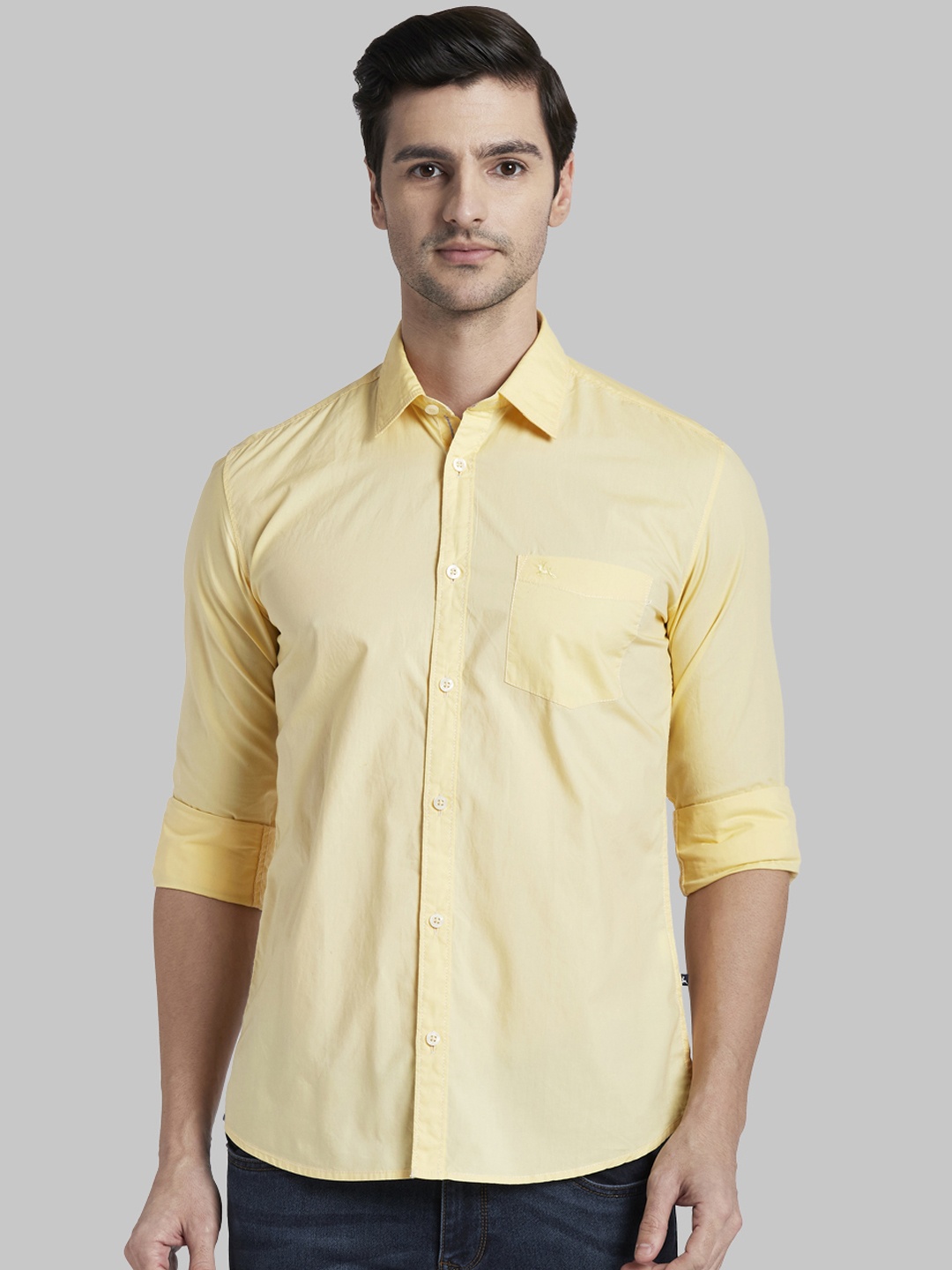 

Parx Men Yellow Slim Fit Solid Casual Shirt