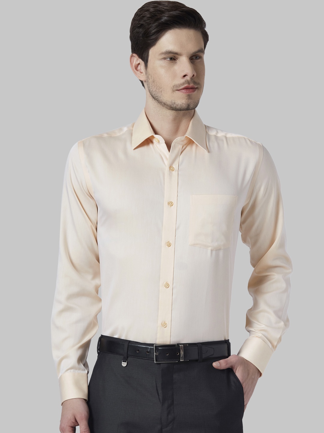 

Park Avenue Men Beige Regular Fit Solid Formal Shirt