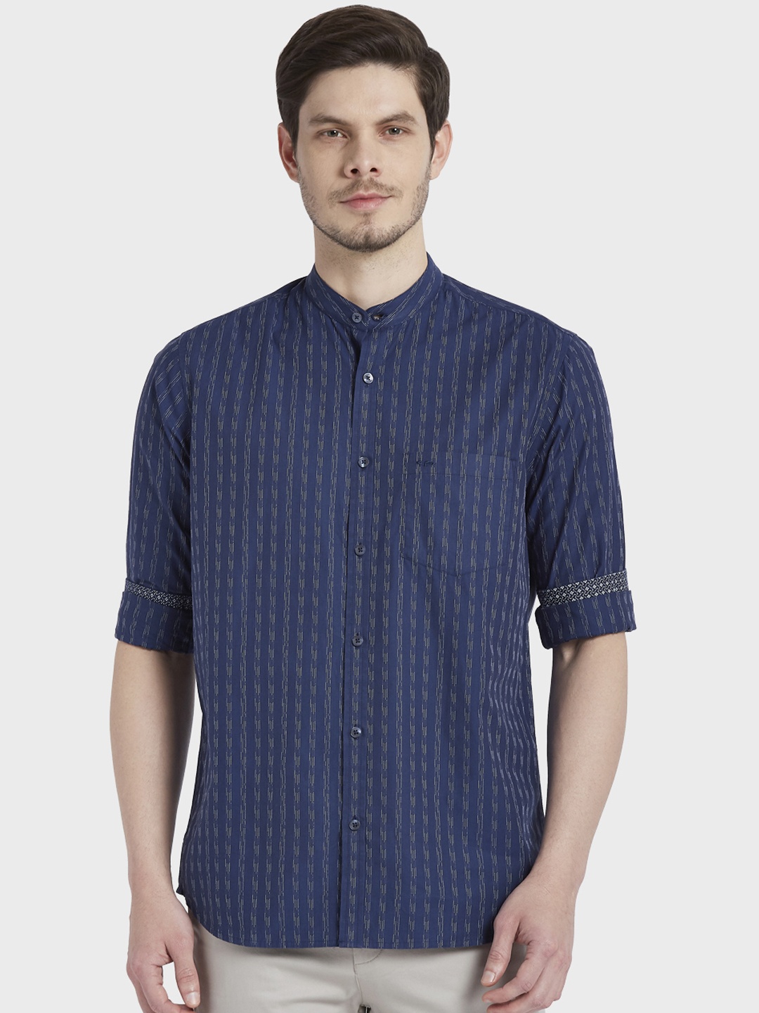 

ColorPlus Men Blue & Beige Tailored Fit Striped Casual Shirt