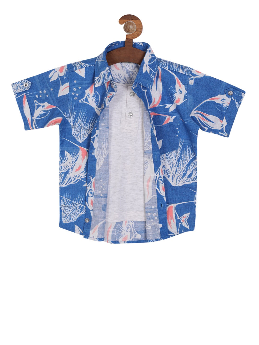 

RIKIDOOS Boys Blue & White Regular Fit Printed Casual Shirt