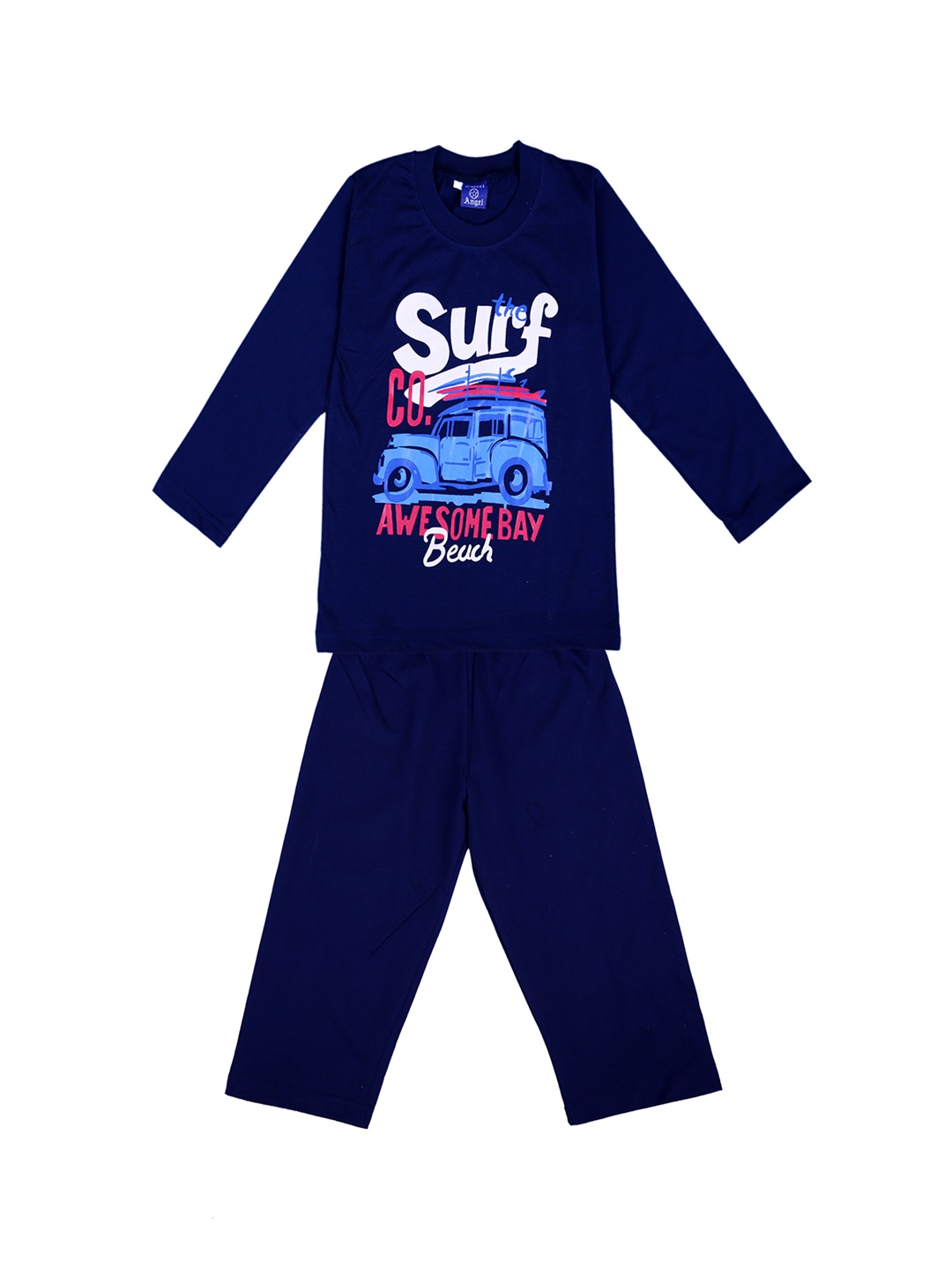 

SWEET ANGEL Boys Navy Blue Printed Night suit