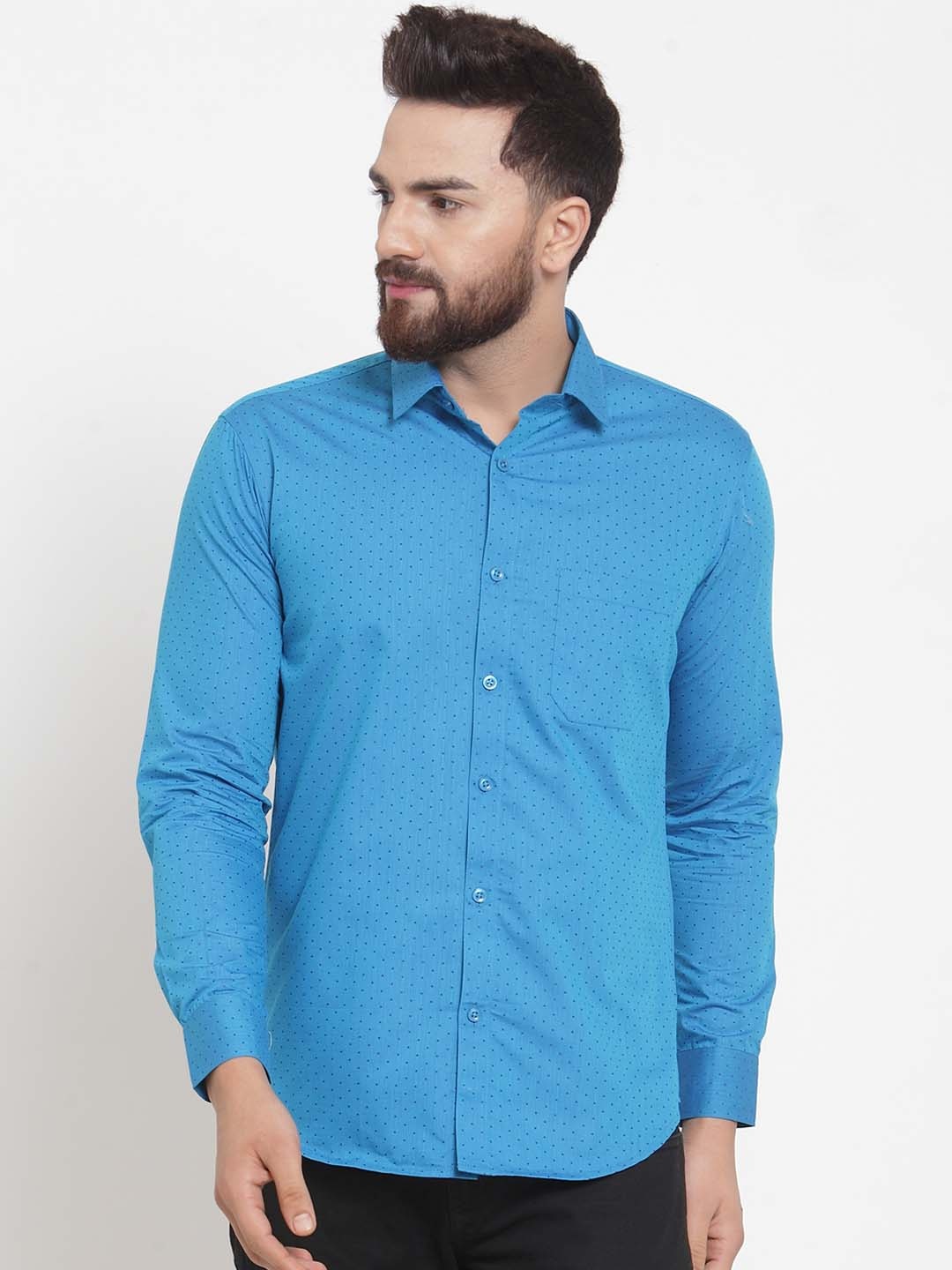 

JAINISH Men Turquoise Blue Regular Fit Printed Casual Shirt