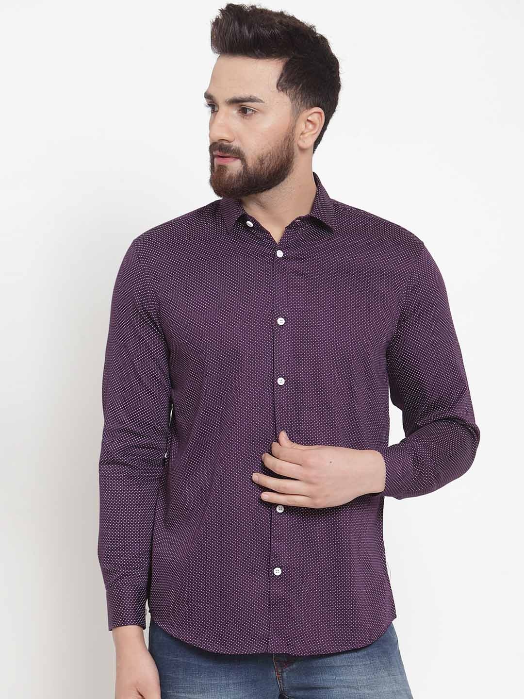 

JAINISH Men Purple Classic Regular Fit Printed Casual Shirt