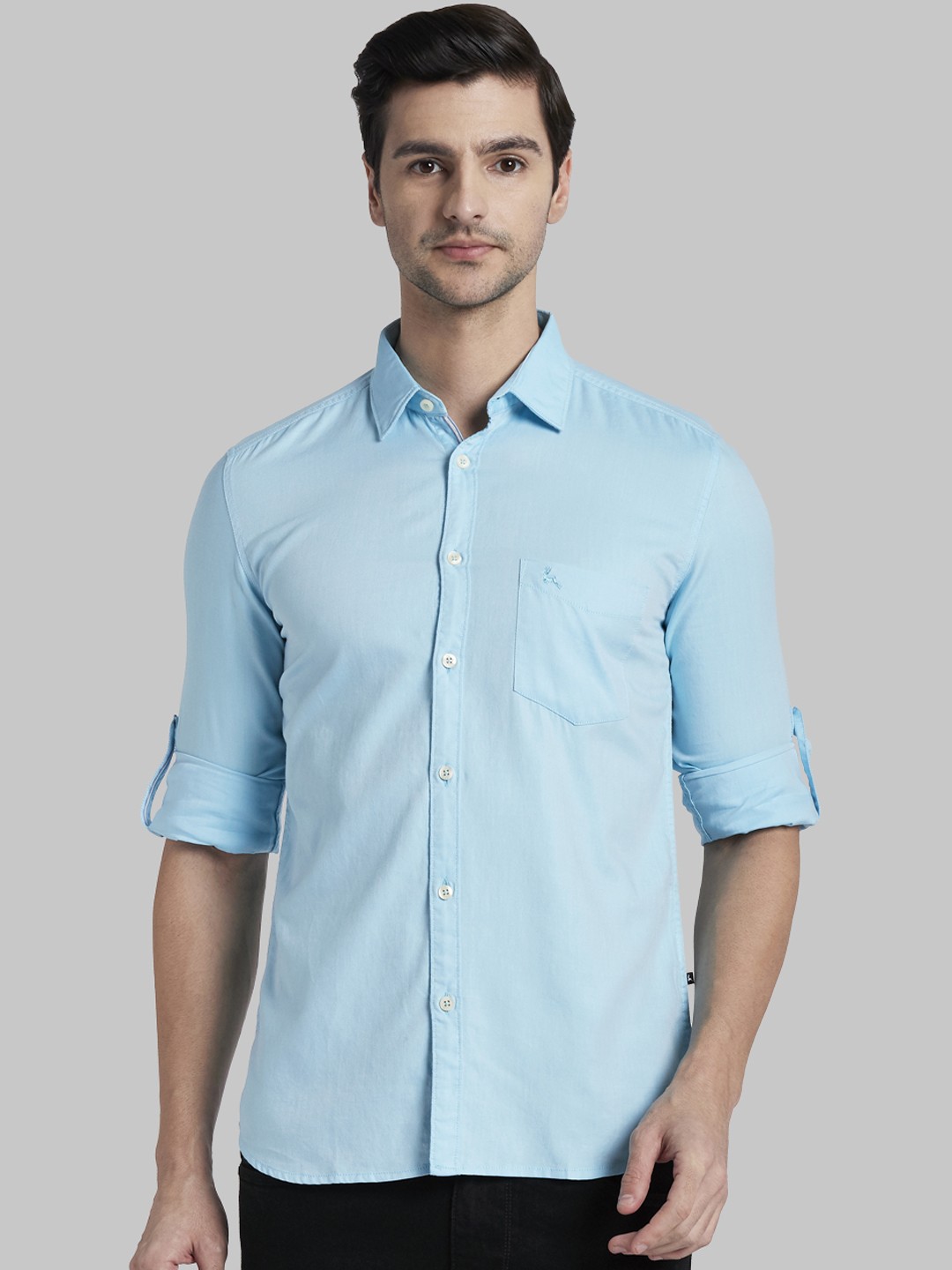 

Parx Men Blue Slim Fit Solid Casual Shirt