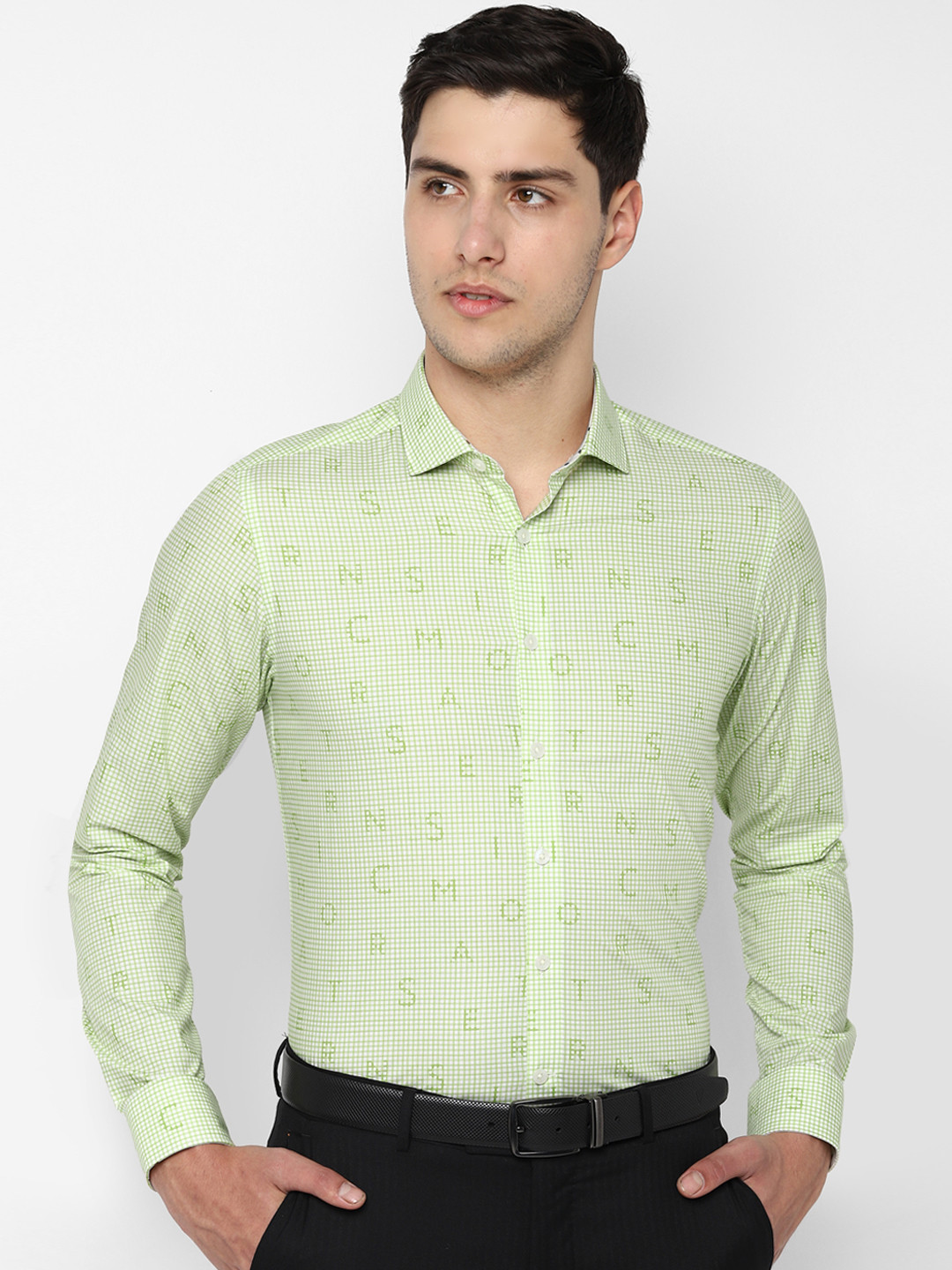 

SIMON CARTER LONDON Men Green Slim Fit Checked Formal Shirt