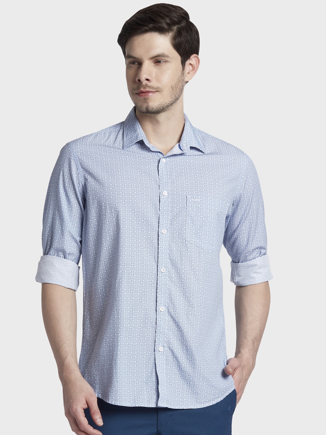 

ColorPlus Men Blue Tailored Fit Printed Casual Shirt