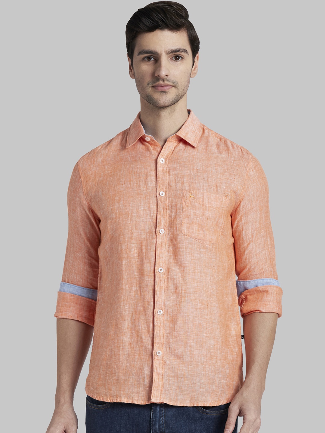 

Parx Men Orange Slim Fit Solid Casual Shirt