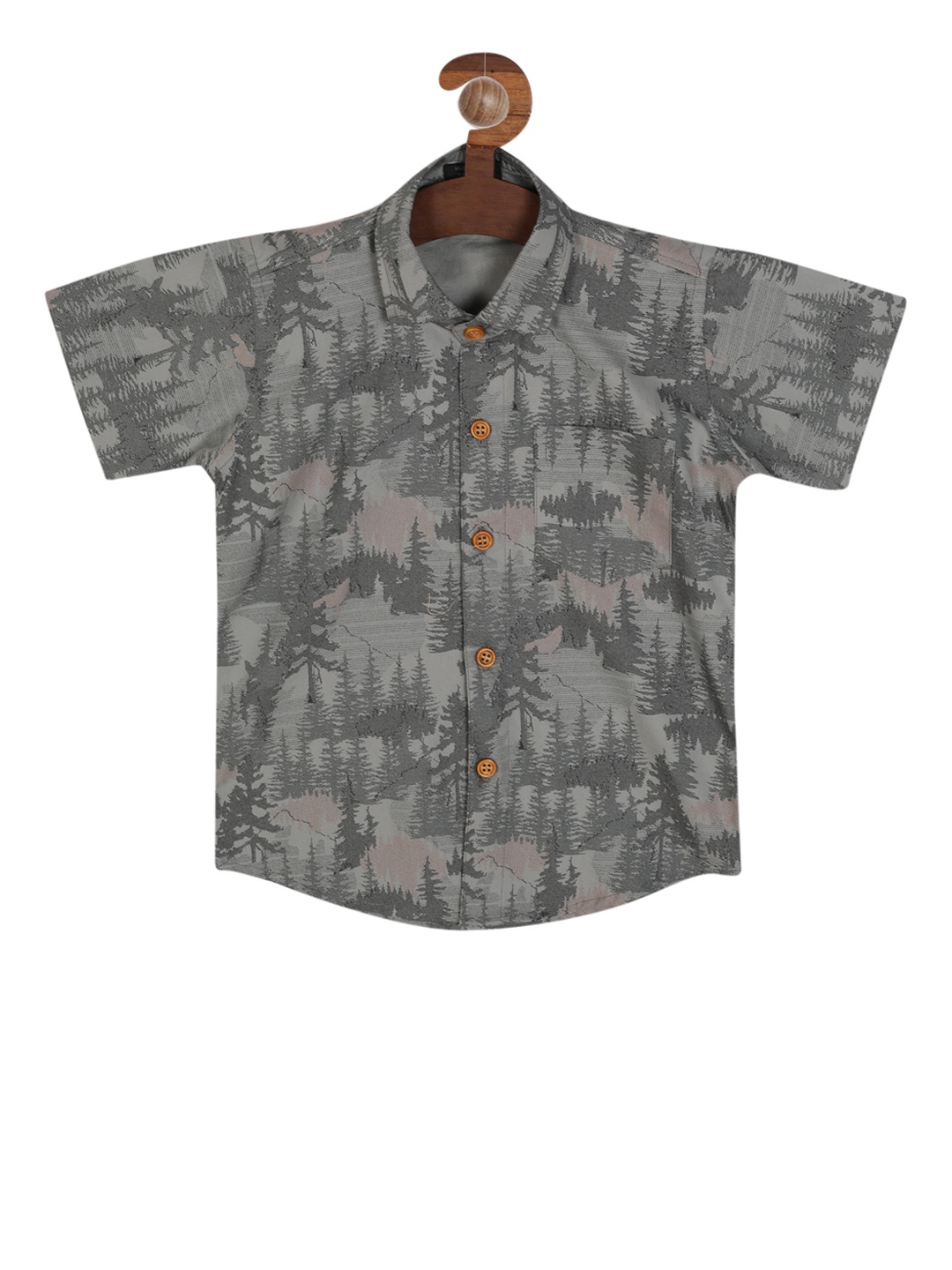 

RIKIDOOS Boys Grey Regular Fit Printed Casual Shirt