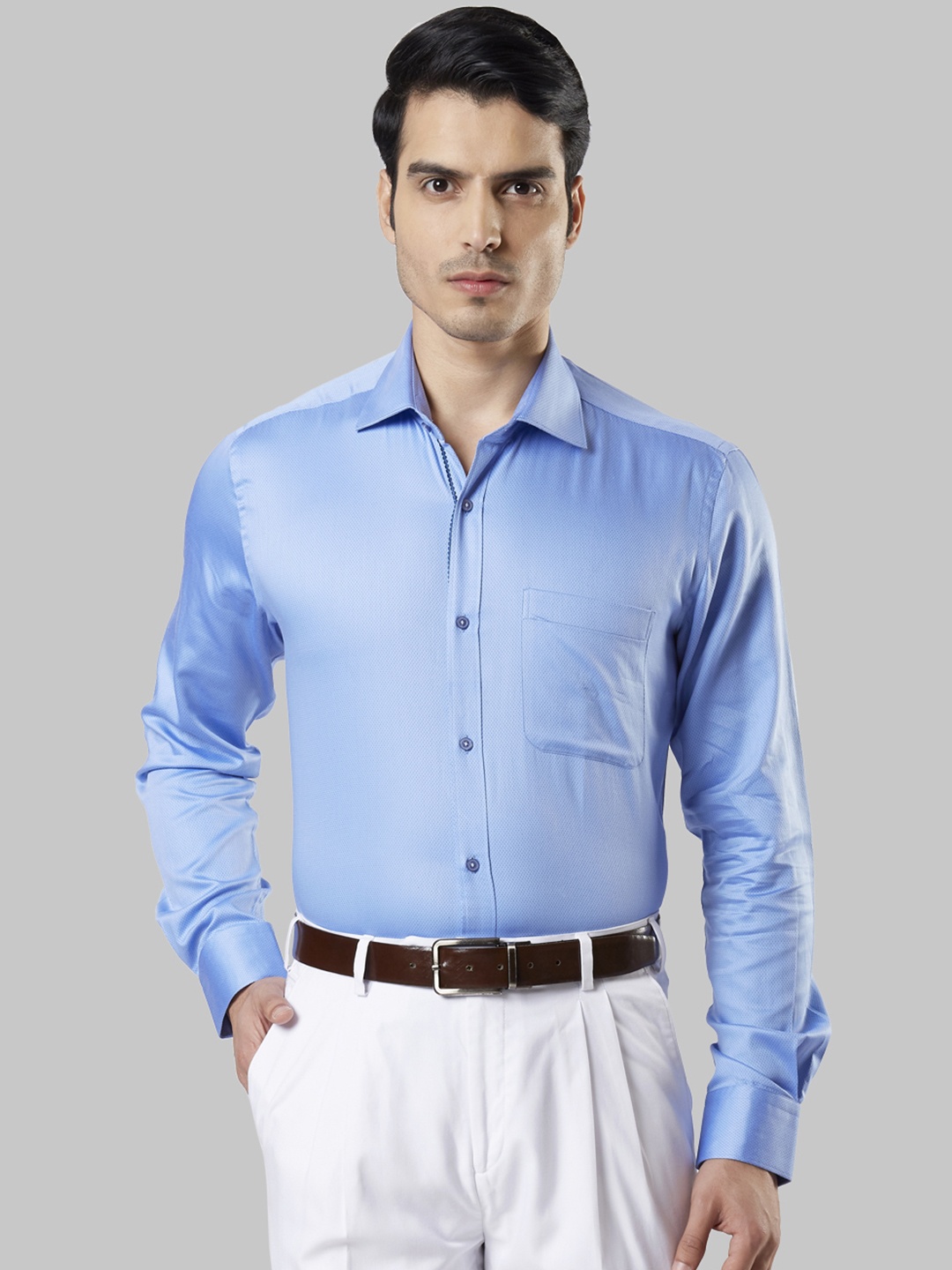 

Raymond Men Blue Regular Fit Solid Formal Shirt