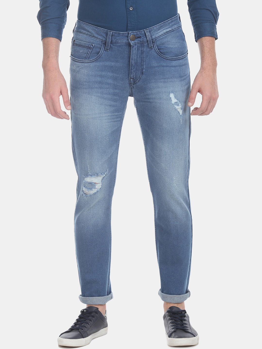 

Cherokee Men Blue Slim Fit Mid-Rise Low Distress Stretchable Jeans