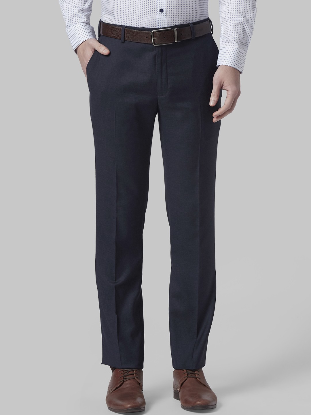

Park Avenue Men Navy Blue Slim Fit Solid Formal Trousers