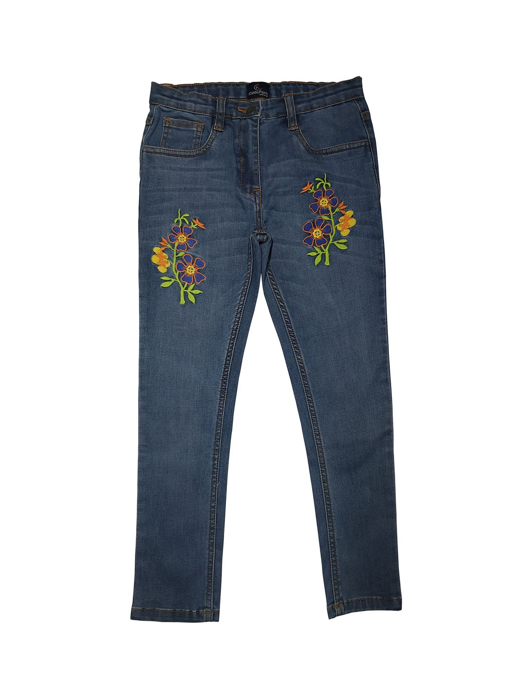 

KiddoPanti Girls Blue Regular Fit Mid-Rise Clean Look Jeans