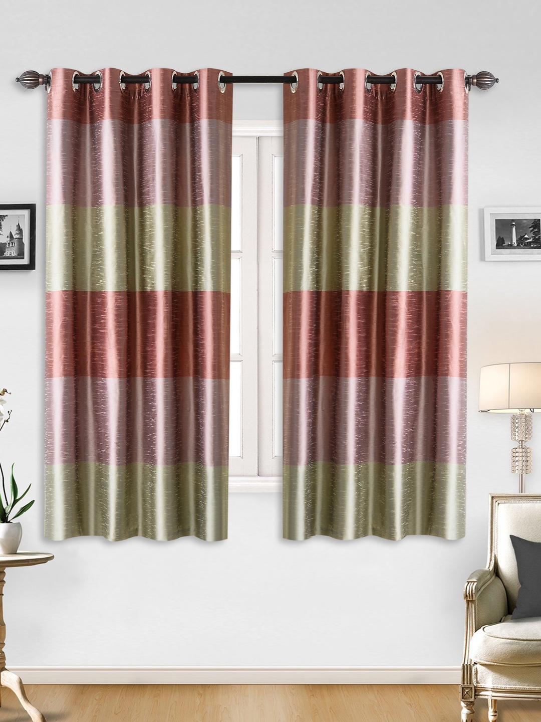 Deco Window Multicoloured Set of 2 Curtains, Multi