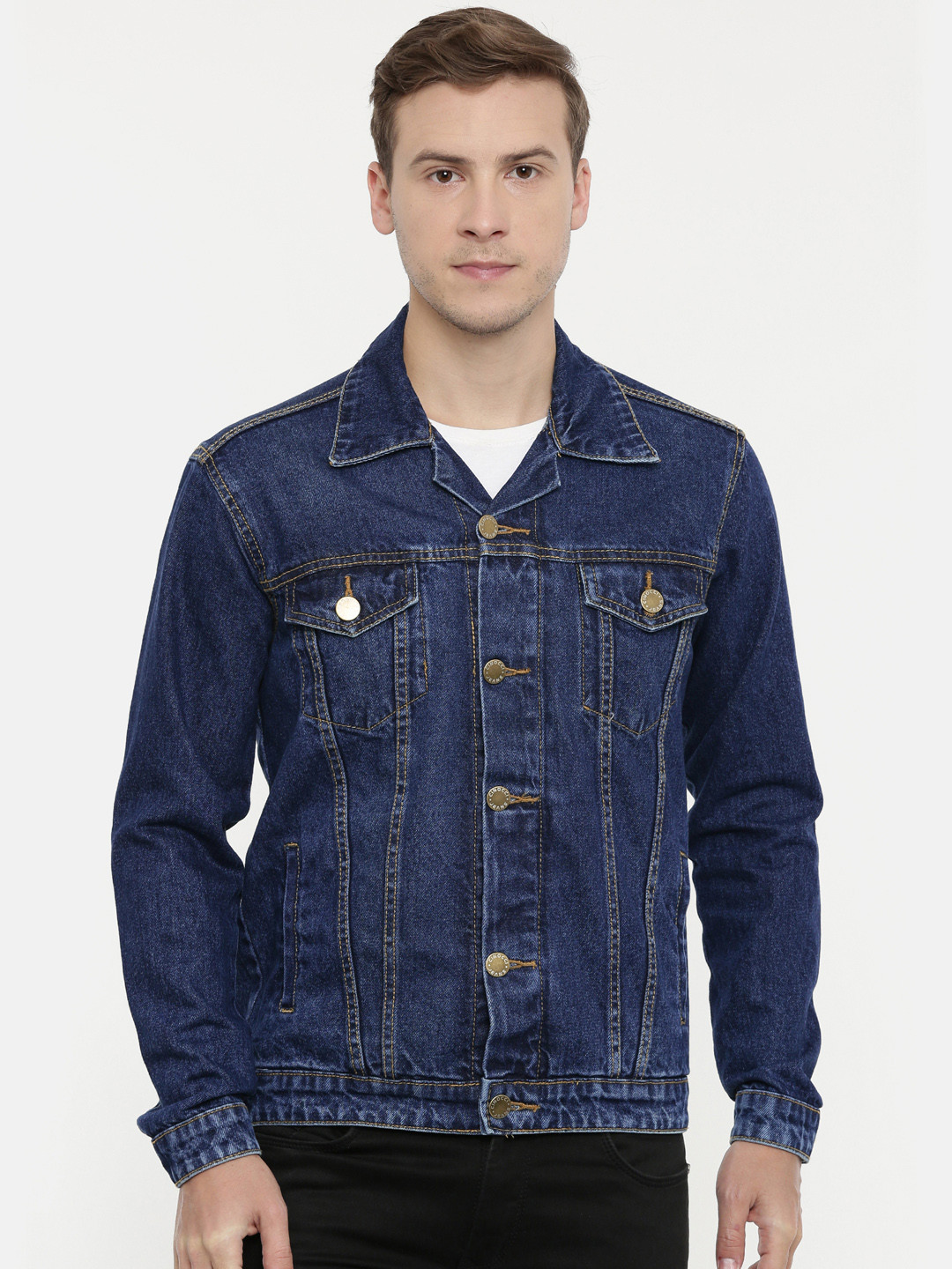 

CINOCCI Men Blue Solid Lightweight Denim Jacket