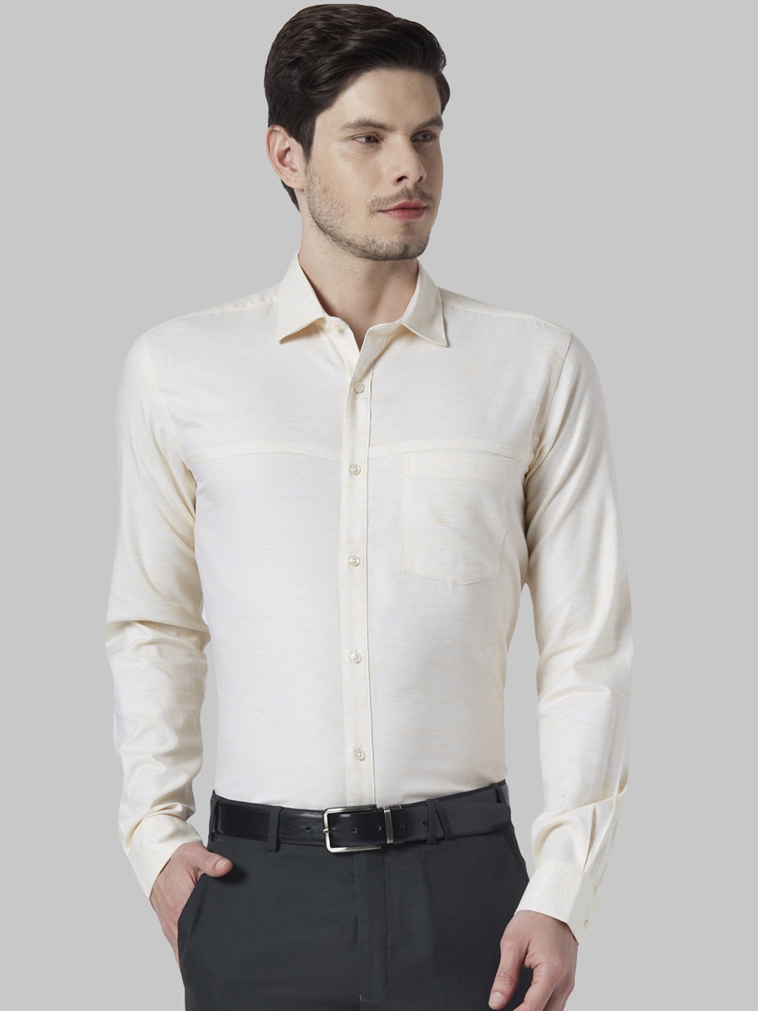 

Park Avenue Men Beige Slim Fit Solid Formal Shirt