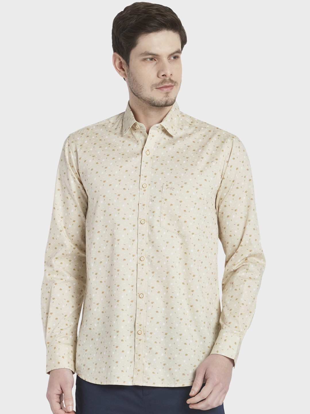 

ColorPlus Men Beige Tailored Fit Printed Casual Shirt