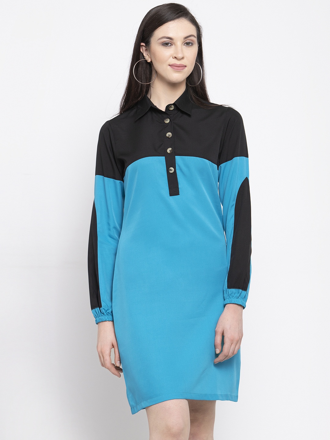 

Karmic Vision Women Blue And Black Colourblocked T-shirt Dress