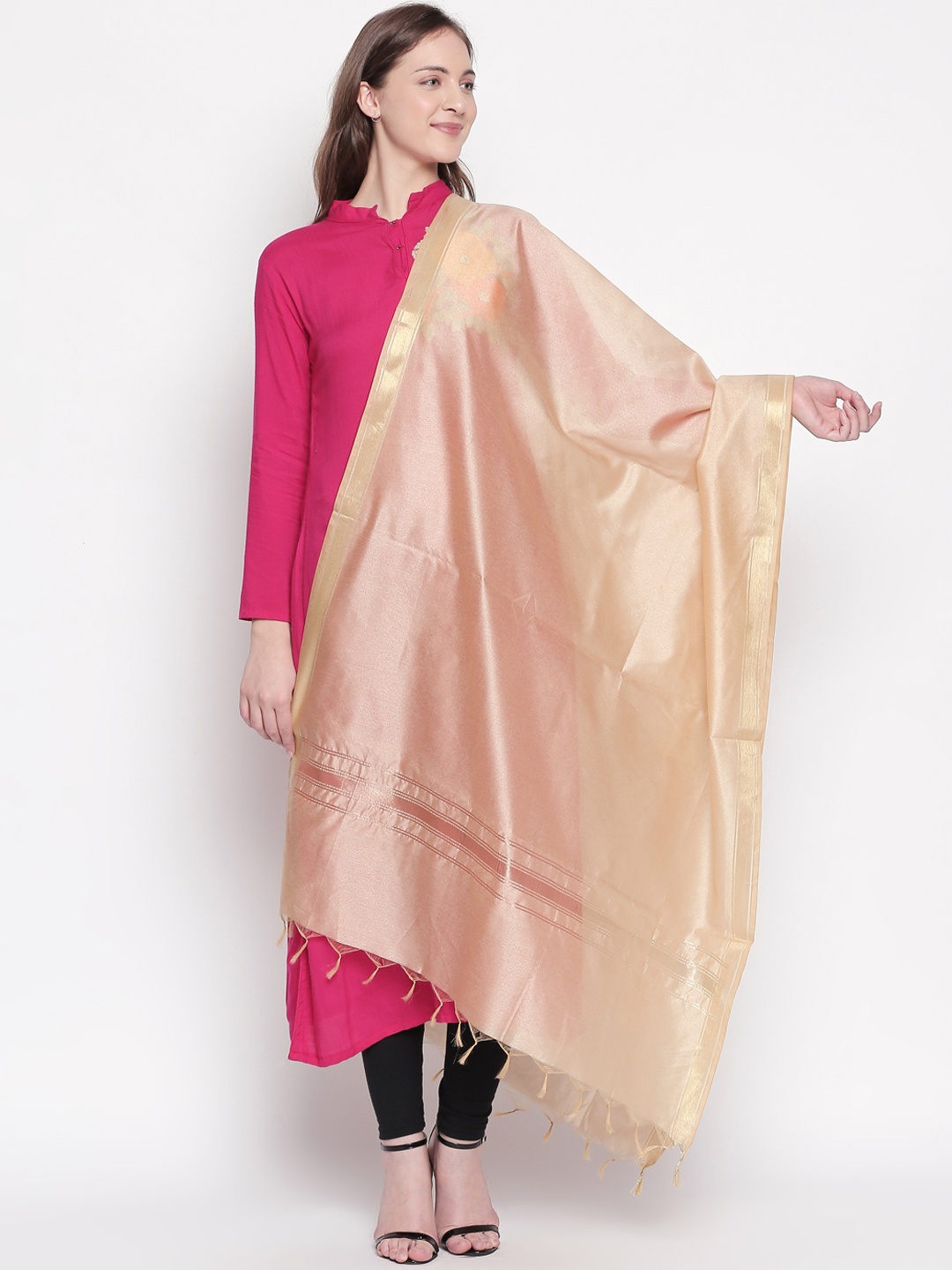 

RANGMANCH BY PANTALOONS Gold-Coloured Solid Dupatta