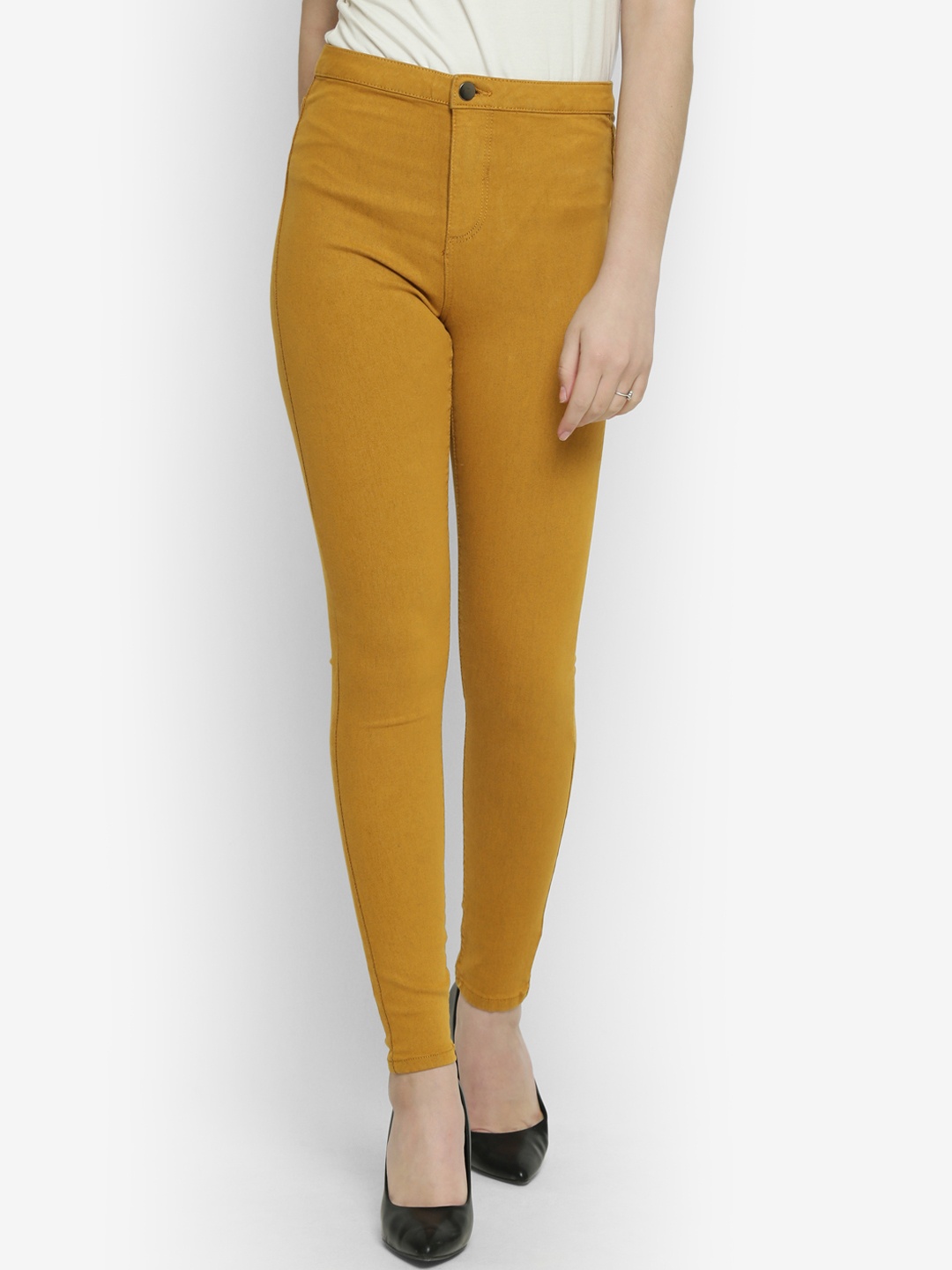 

Kotty Women Mustard Skinny Fit High-Rise Clean Look Jeans