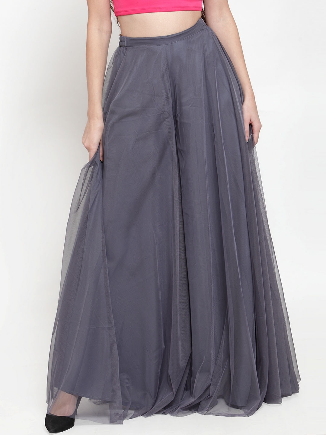 

Just Wow Women Grey Solid Flared Palazzos
