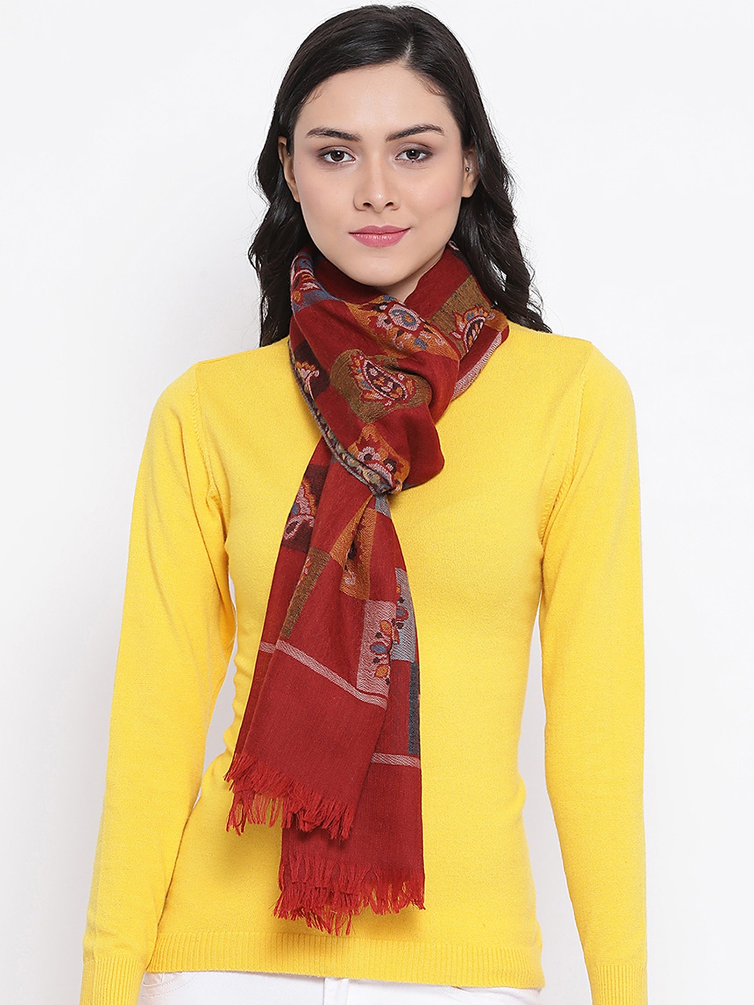 

SHINGORA Women Maroon Woven Design Stole