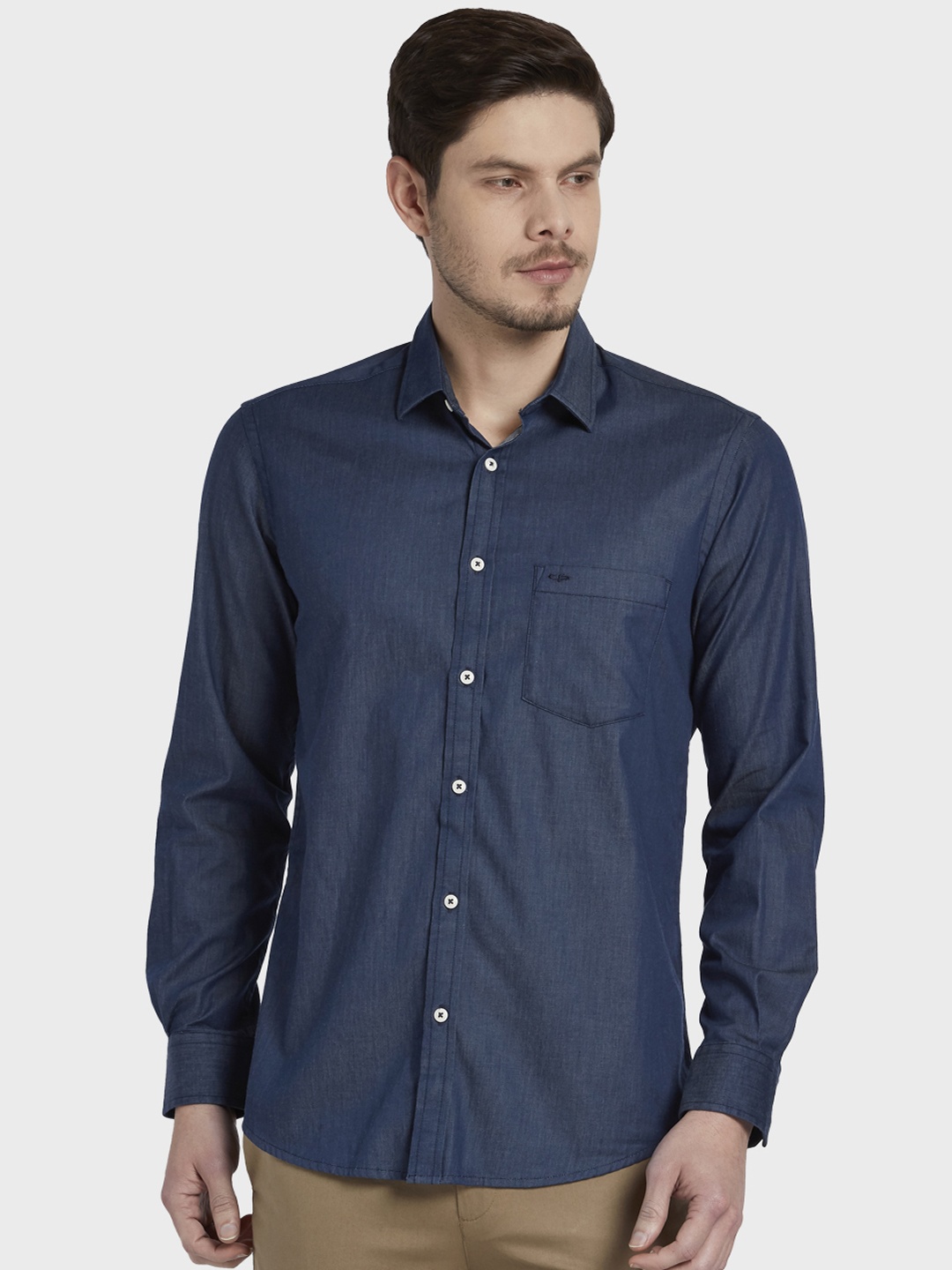 

ColorPlus Men Blue Tailored Fit Solid Casual Shirt