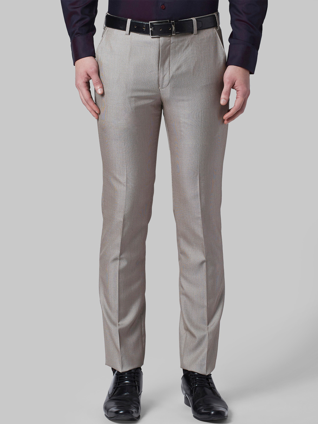 

Park Avenue Men Beige & Grey Slim Fit Solid Formal Trousers