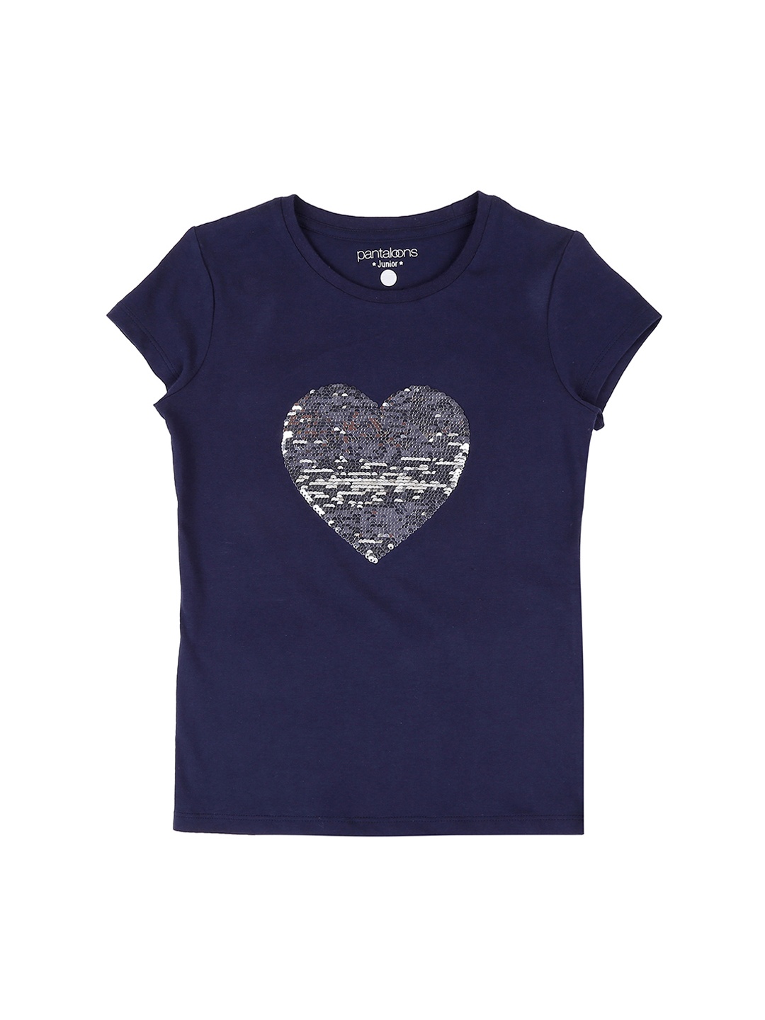 

Pantaloons Junior Girls Navy Blue Printed Round Neck T-shirt