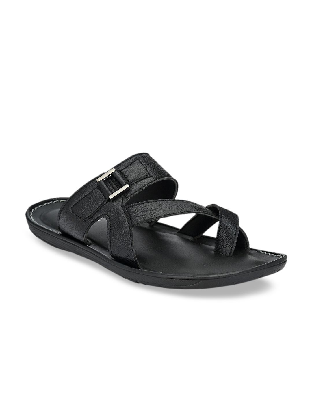 

SHENCES Men Black Solid Sandals