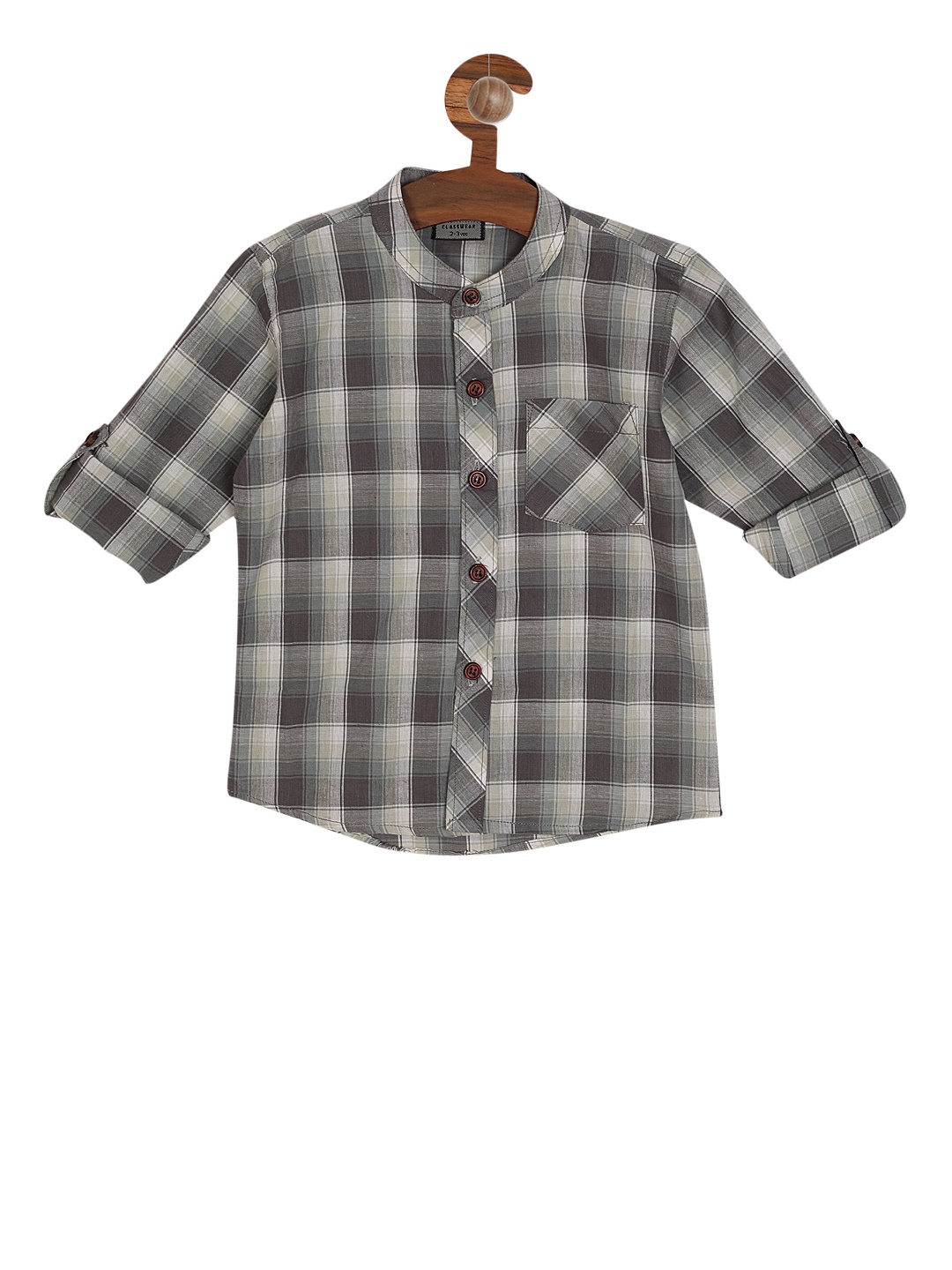 

RIKIDOOS Boys Charcoal & Grey Regular Fit Checked Casual Shirt