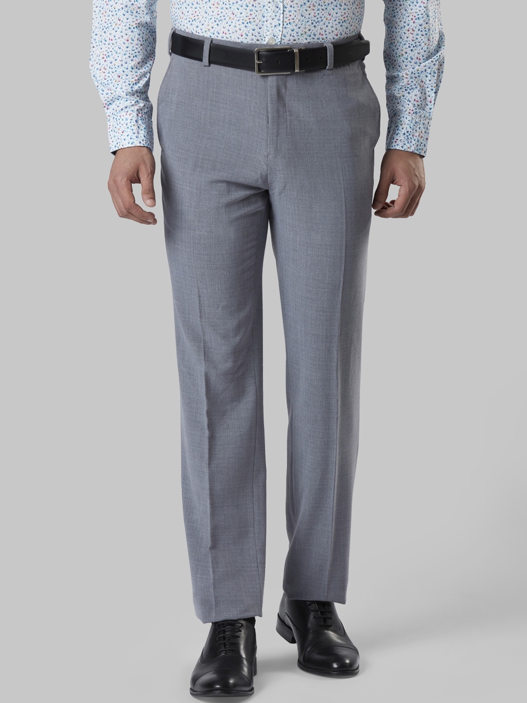 

Raymond Men Grey Regular Fit Self Design Formal Trousers