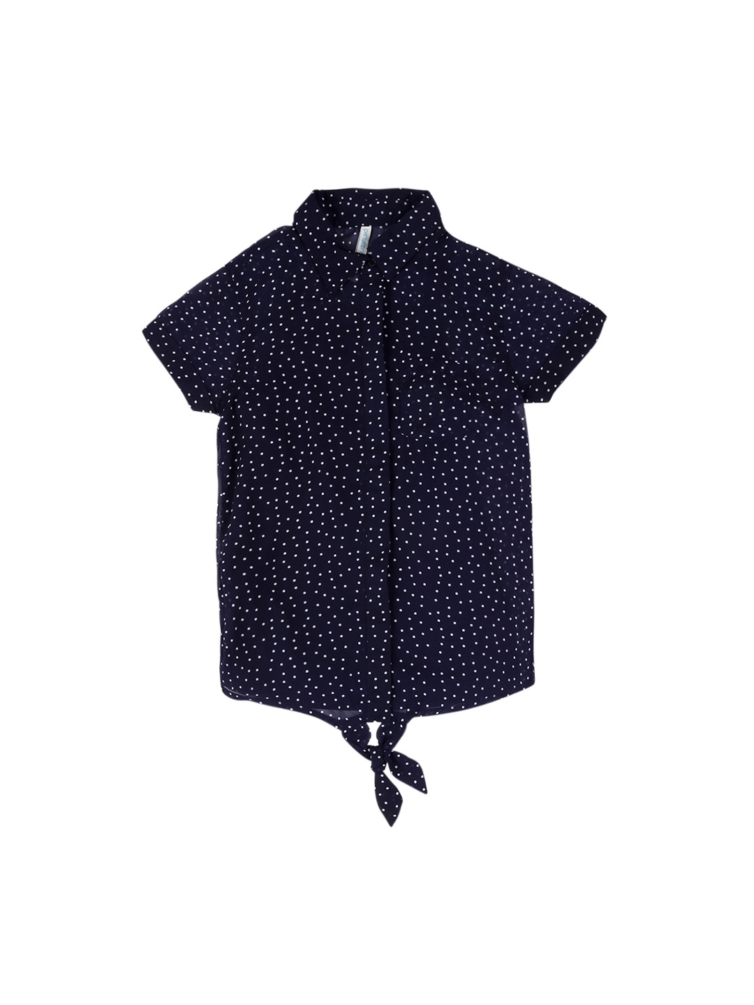 

Pantaloons Junior Girls Navy Blue Printed Shirt Style Top