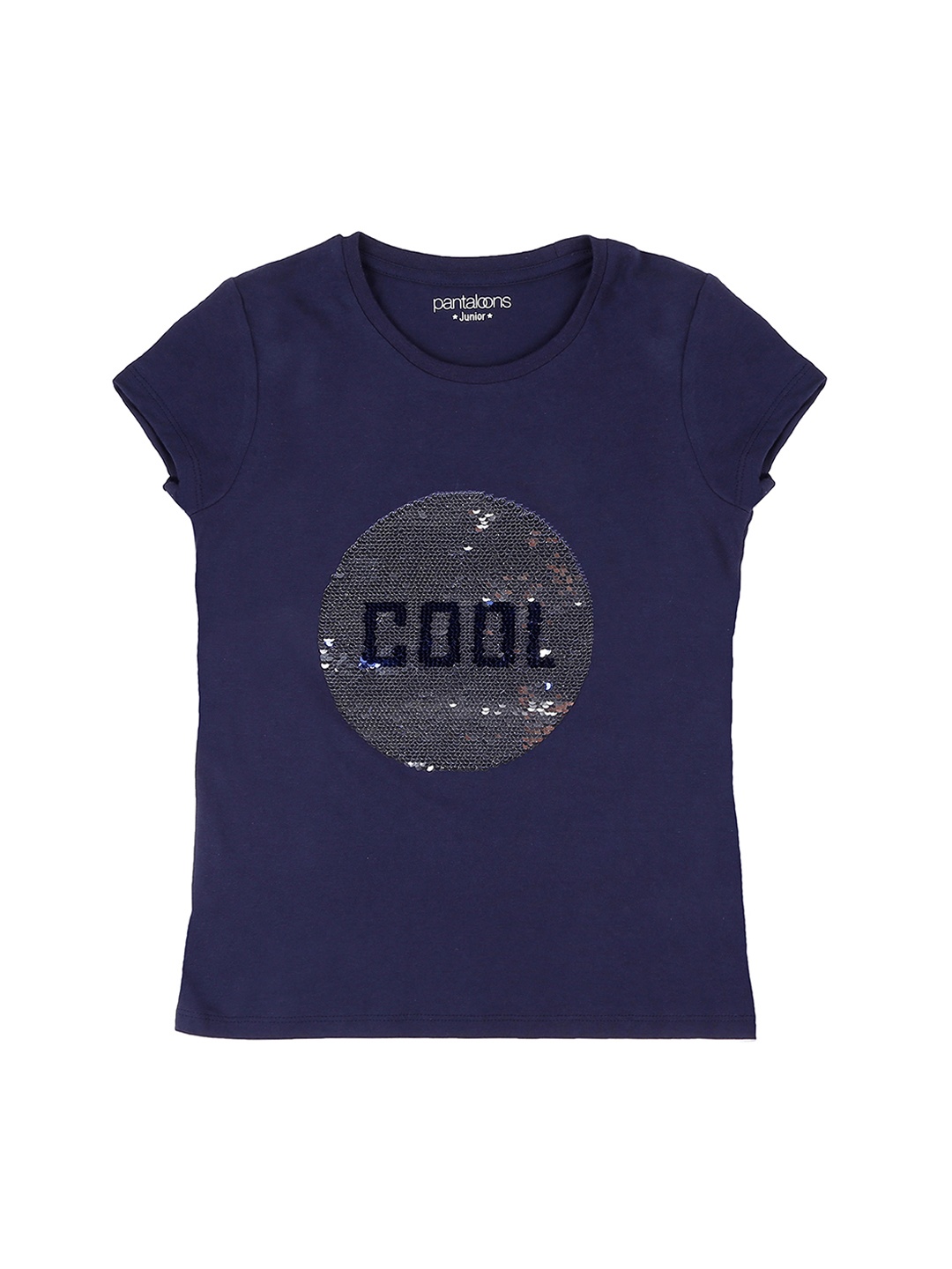 

Pantaloons Junior Girls Navy Blue Printed Round Neck T-shirt