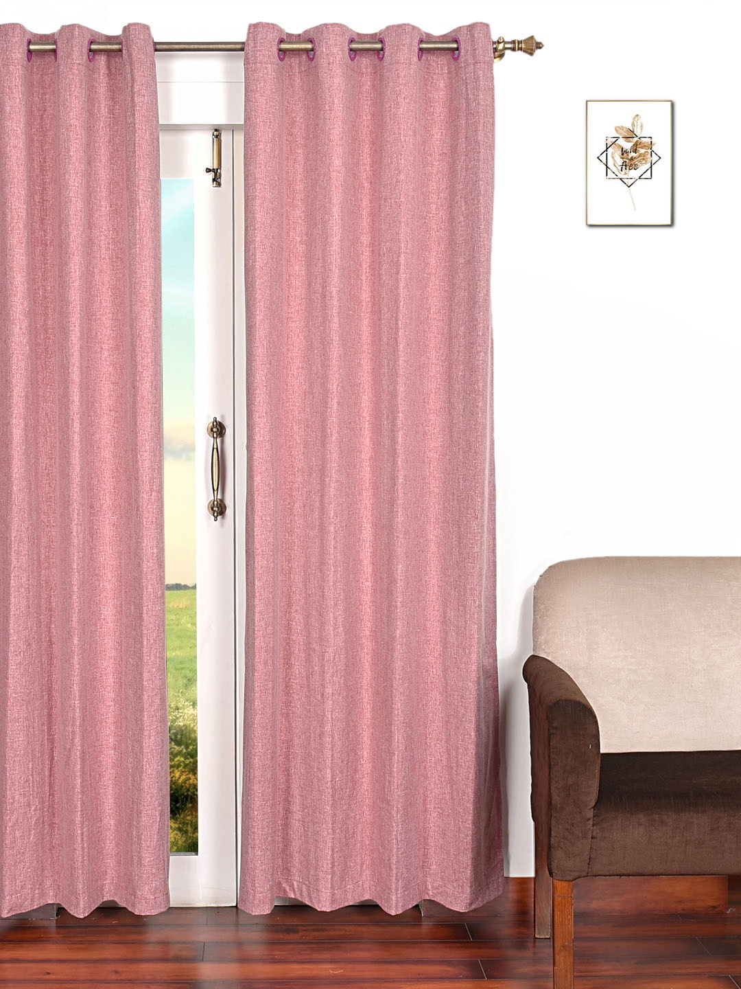 

Ariana Pink Single Room Darkening Long Door Curtain