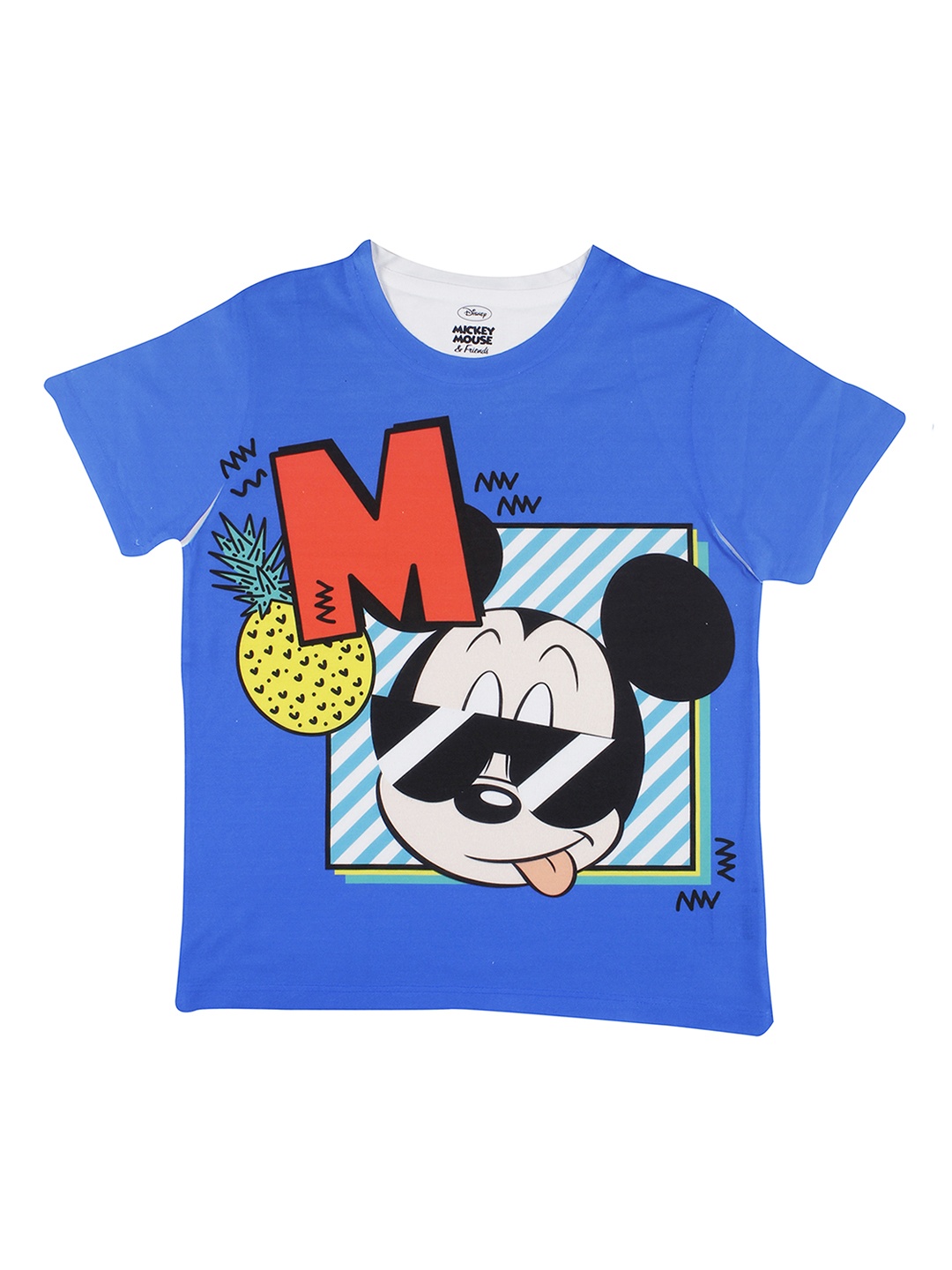 

YK Disney Boys Blue Mickey Mouse Printed Round Neck T-shirt