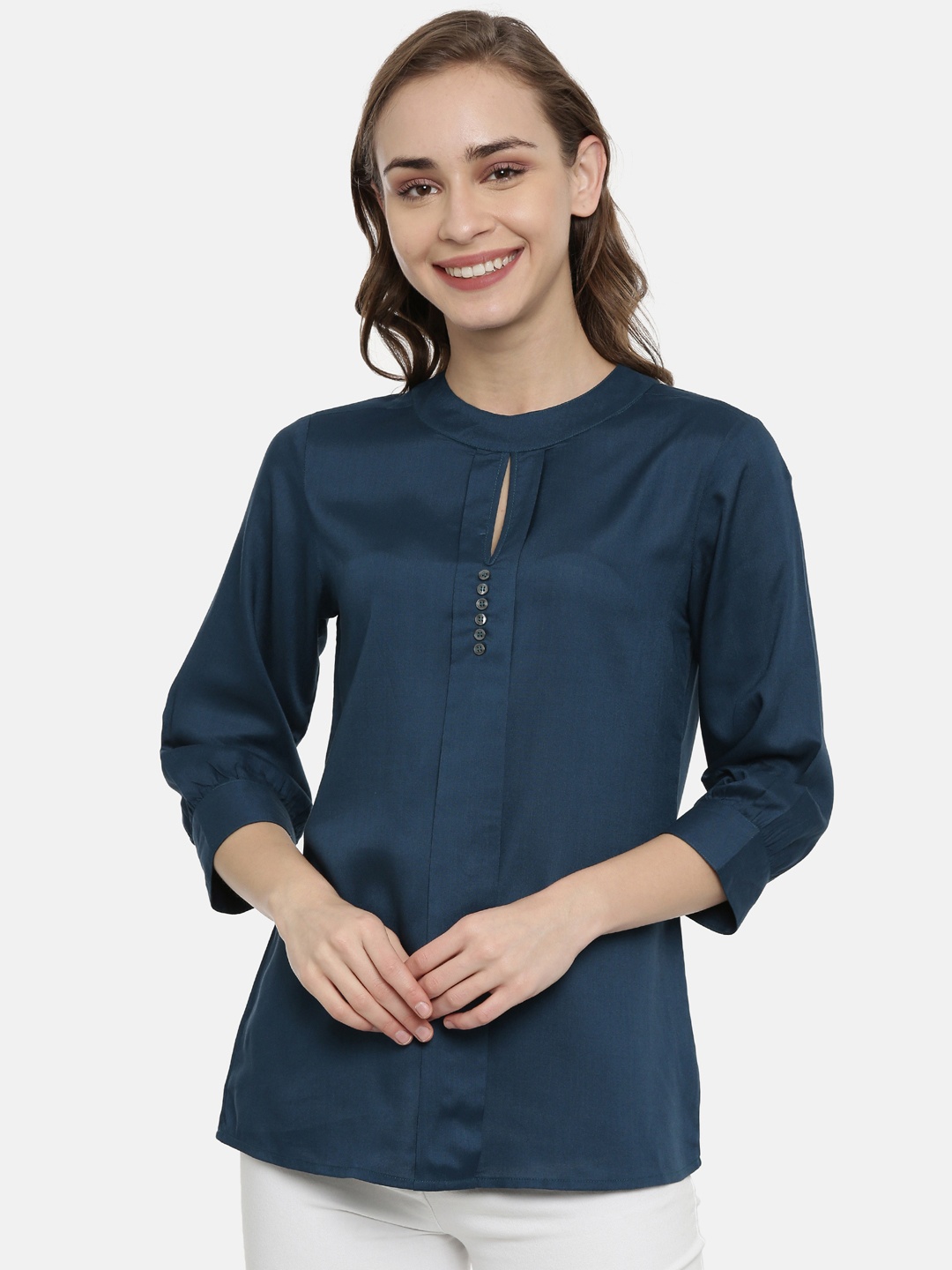 

IDK Women Blue Solid Top