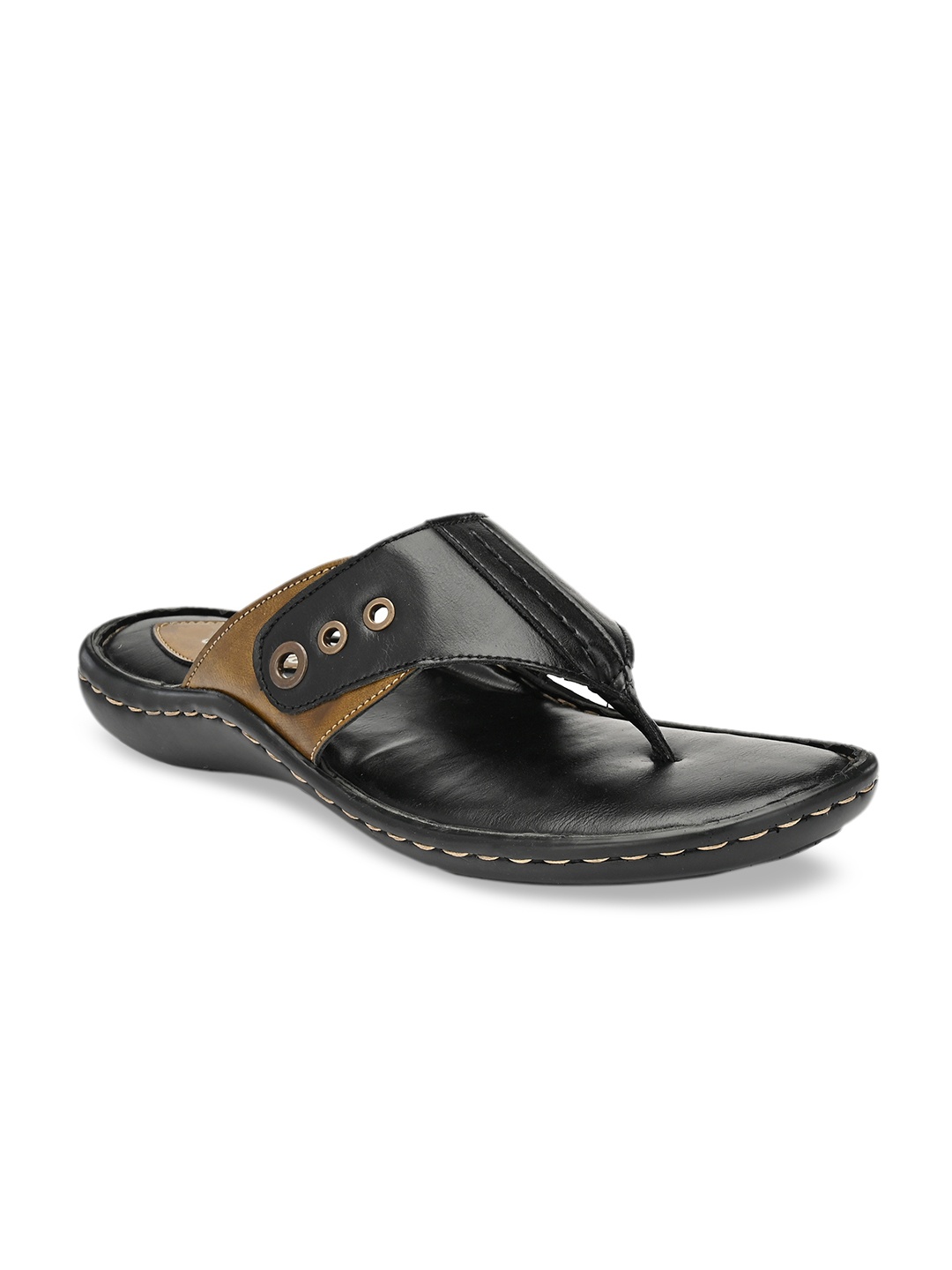 

SHENCES Men Black Solid Sandals
