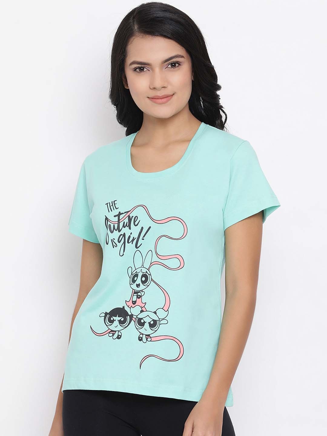 

Clovia Women Green Powerpuff Girls Printed Lounge T-Shirt
