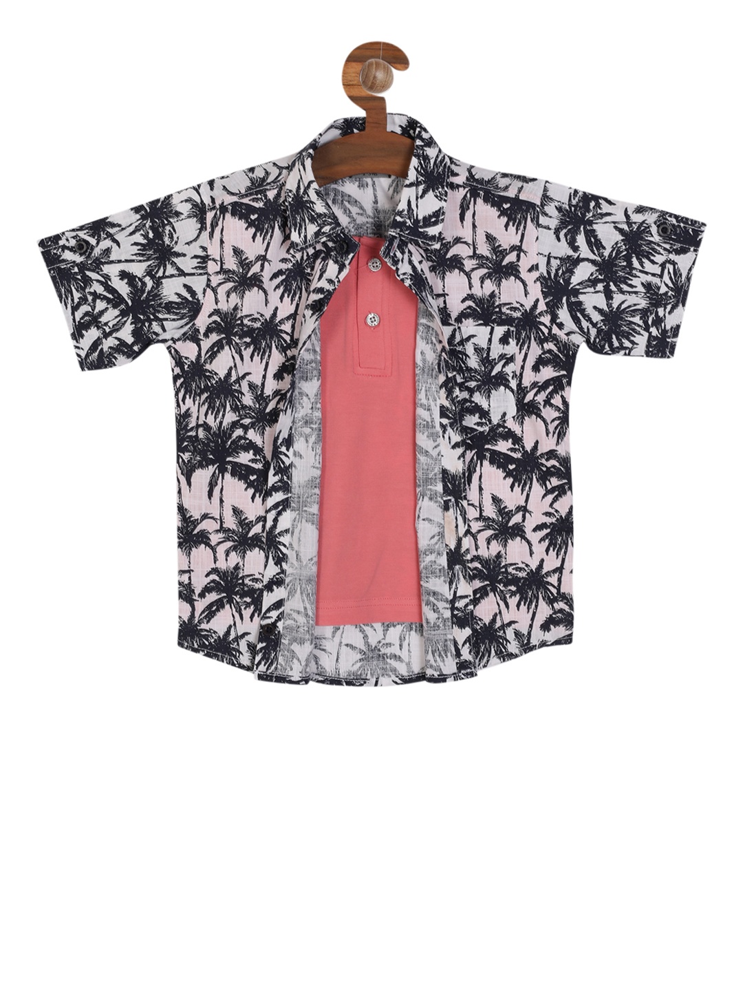 

RIKIDOOS Boys White & Black Regular Fit Printed Casual Layered Shirt