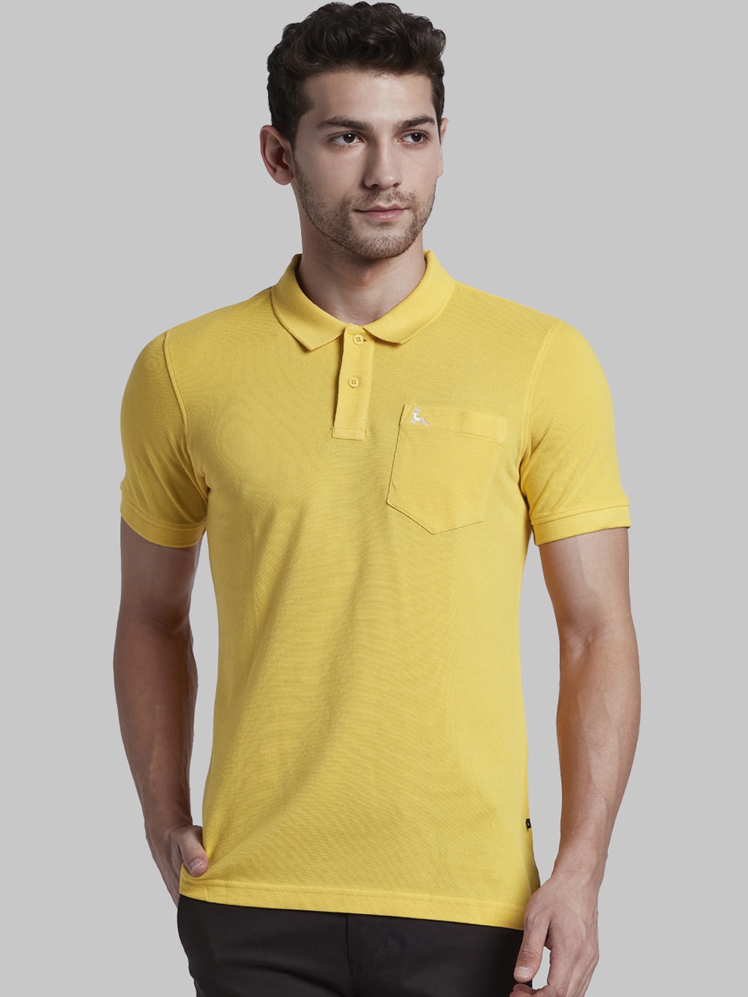 

Parx Men Yellow Solid Polo Collar T-shirt