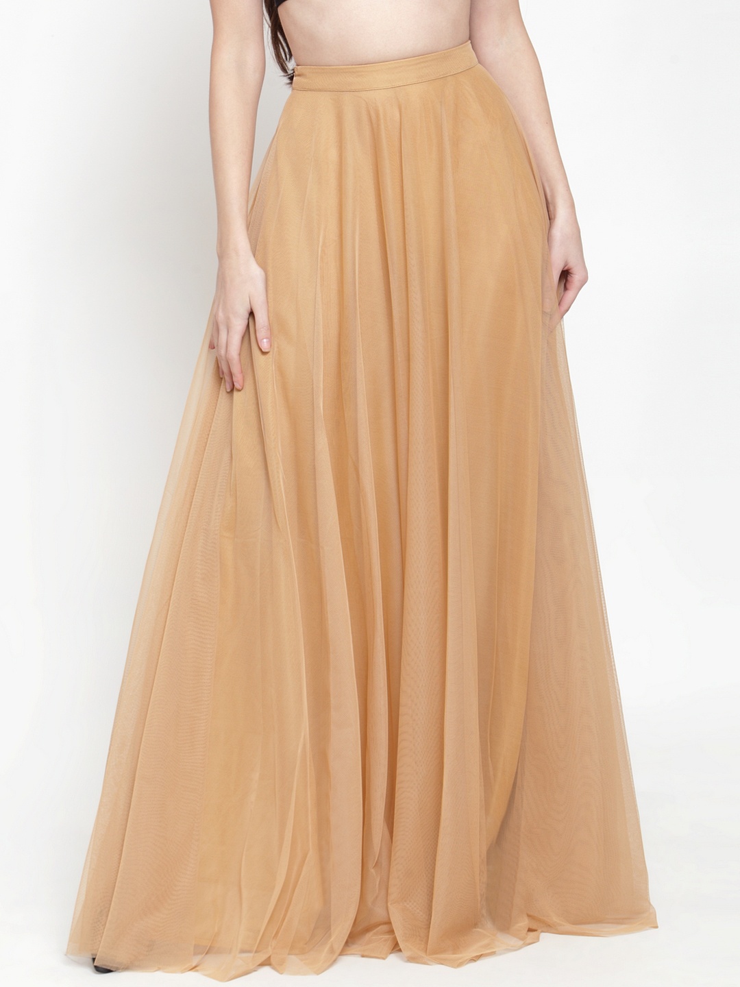 

Just Wow Beige High-Rise Flared Party Wear Maxi Skirt