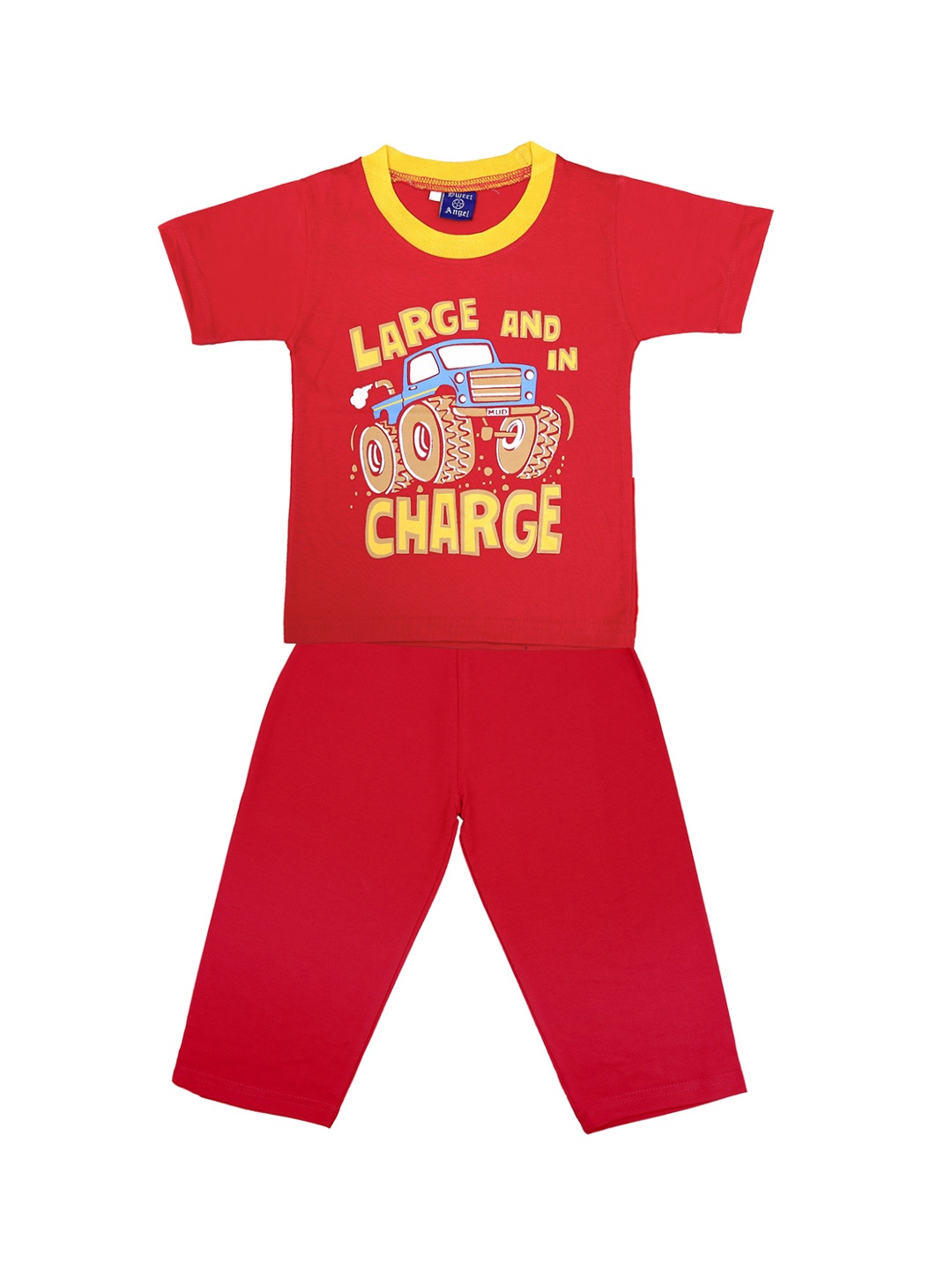 

SWEET ANGEL Girls Red & Yellow Printed Night Suit