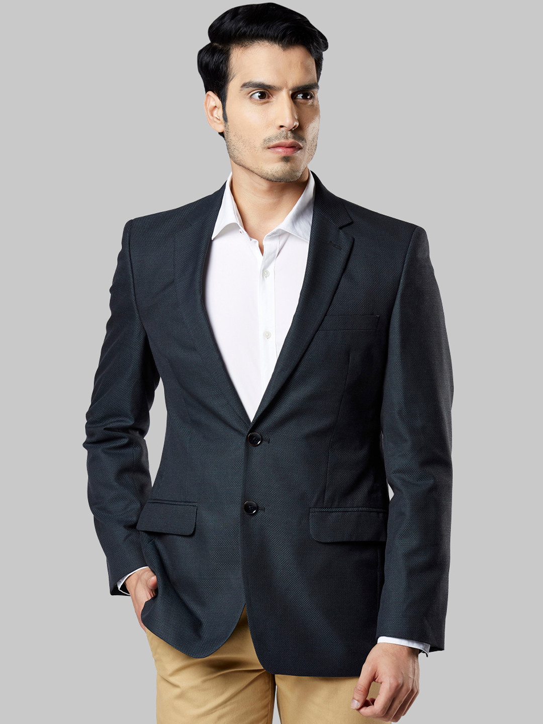

Raymond Men Green Self-Design Single-Breasted Formal Blazer