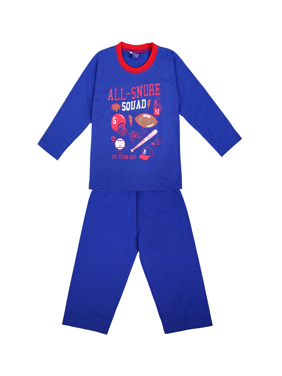 

SWEET ANGEL Girls Blue & Red Printed Night Suit