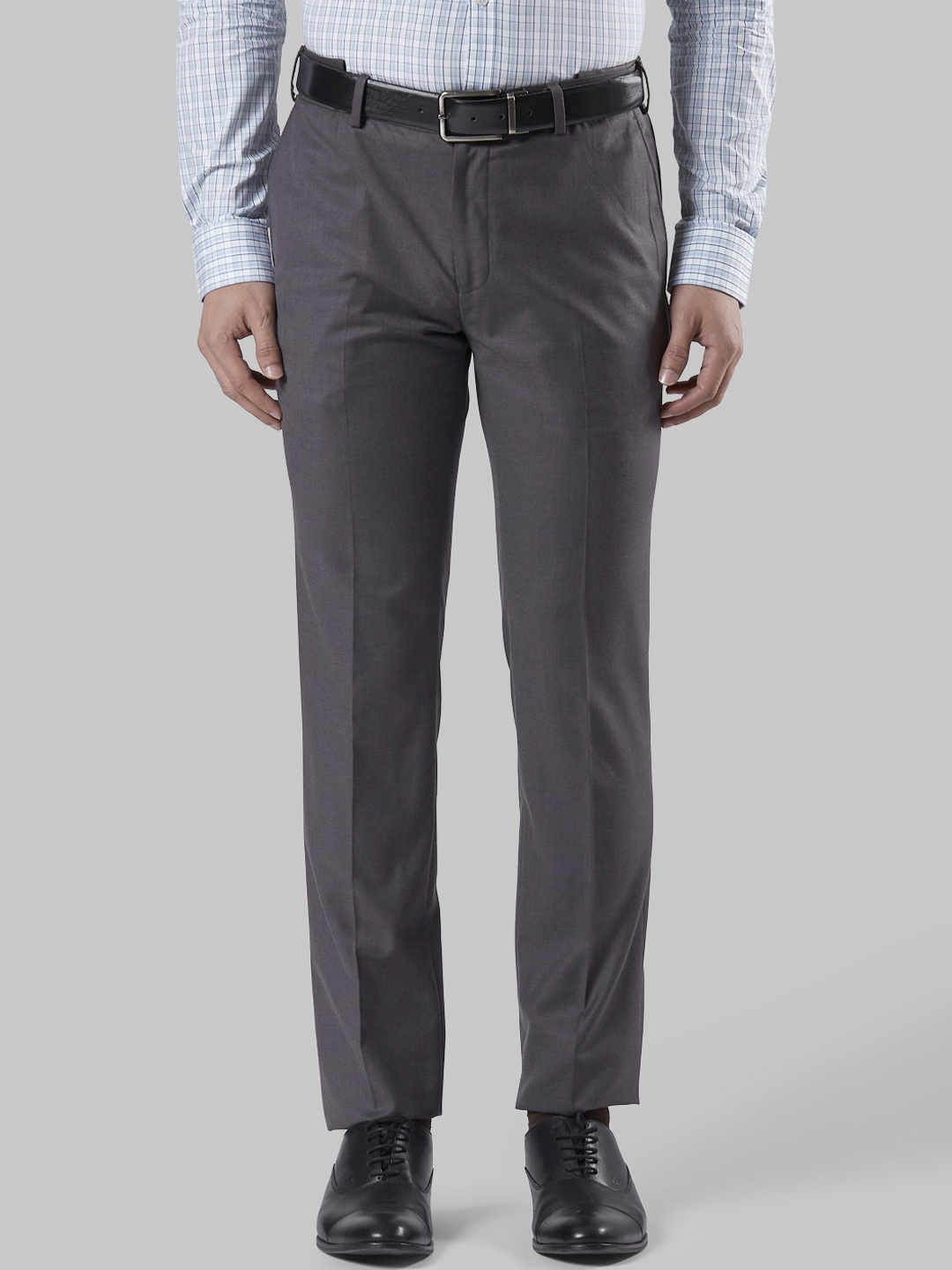

Raymond Men Grey Solid Slim Fit Formal Trousers